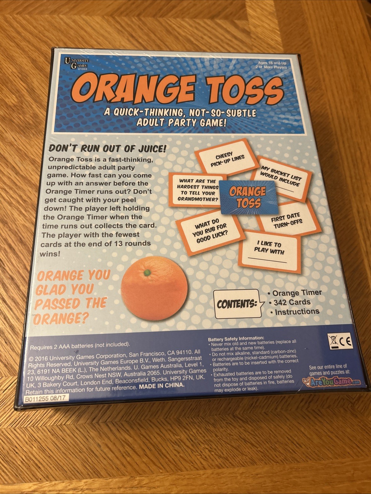 Orange Toss An Adult Party Game by University Games New Sealed