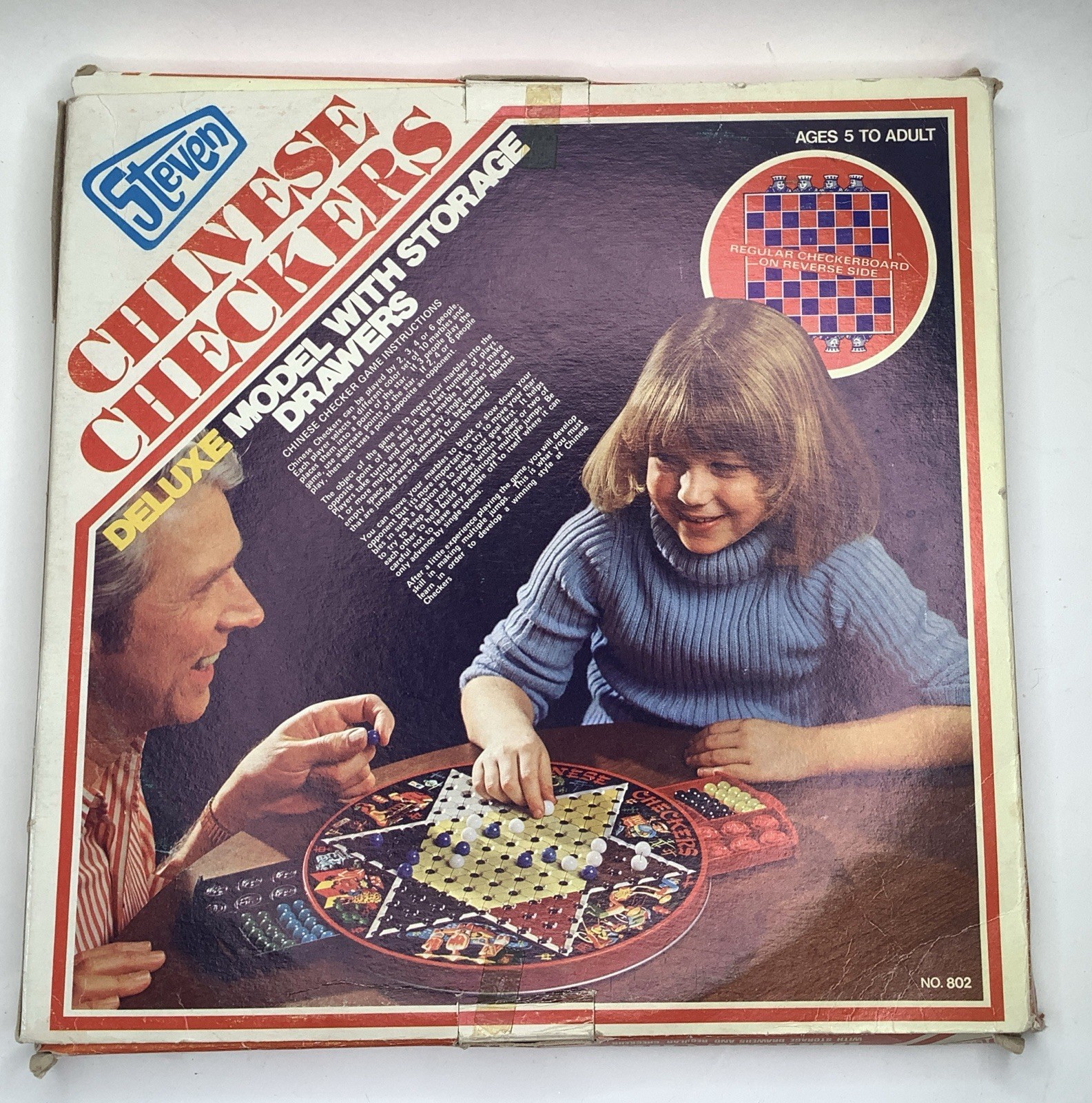 Vintage 1977 Chinese Checkers & Regular Checkers Deluxe Tin Board Game by Steven