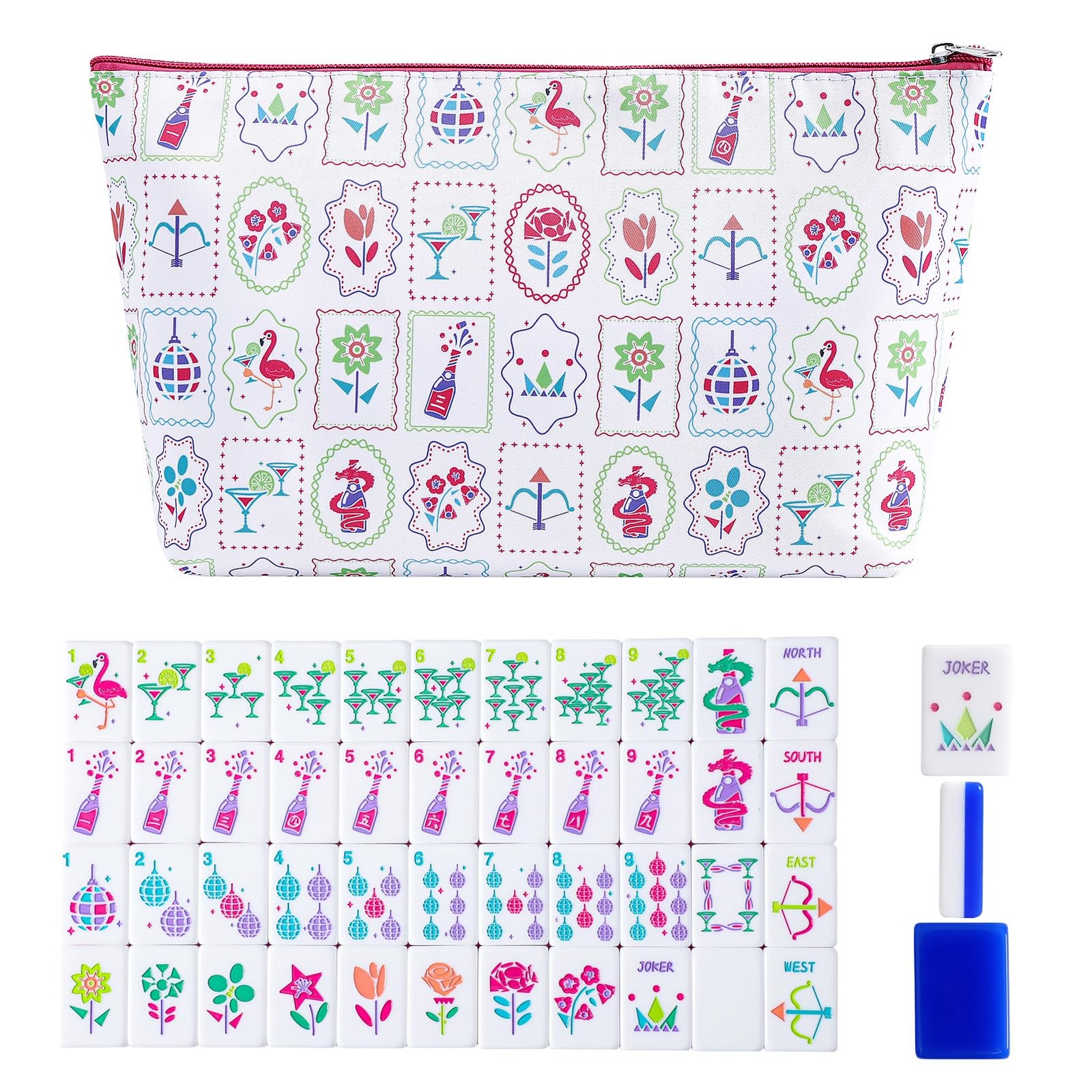 My Mahjong Trove 160 Blue Acrylic American Mahjong Game Set with Carrying Bag…
