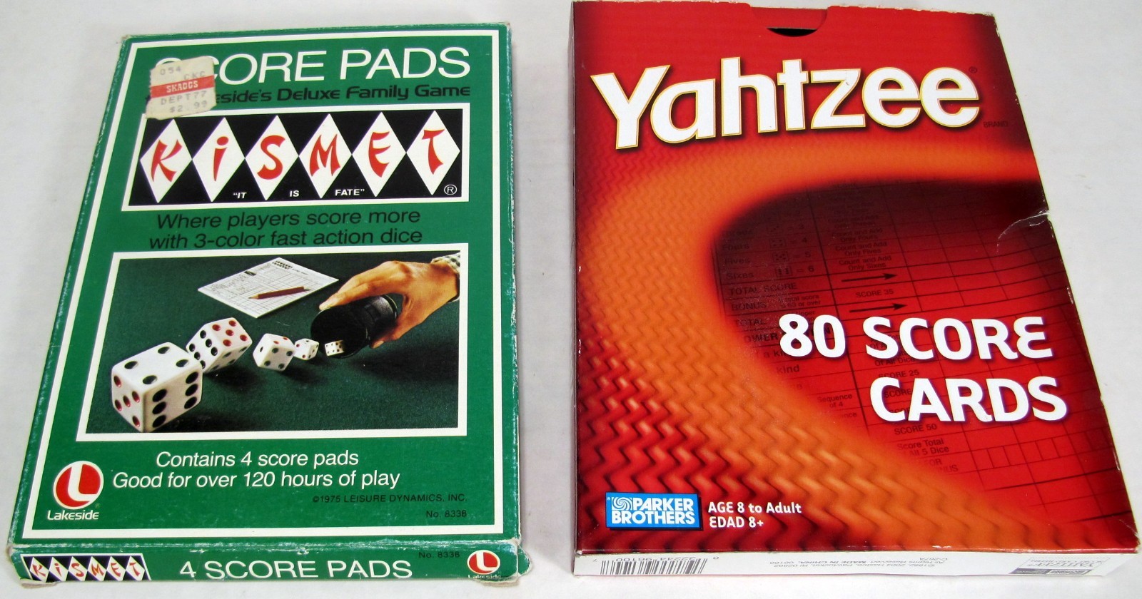 Yatzee & Kismet Dice Game Score Sheets Pads Lot Of 2 Open Box Nearly Full