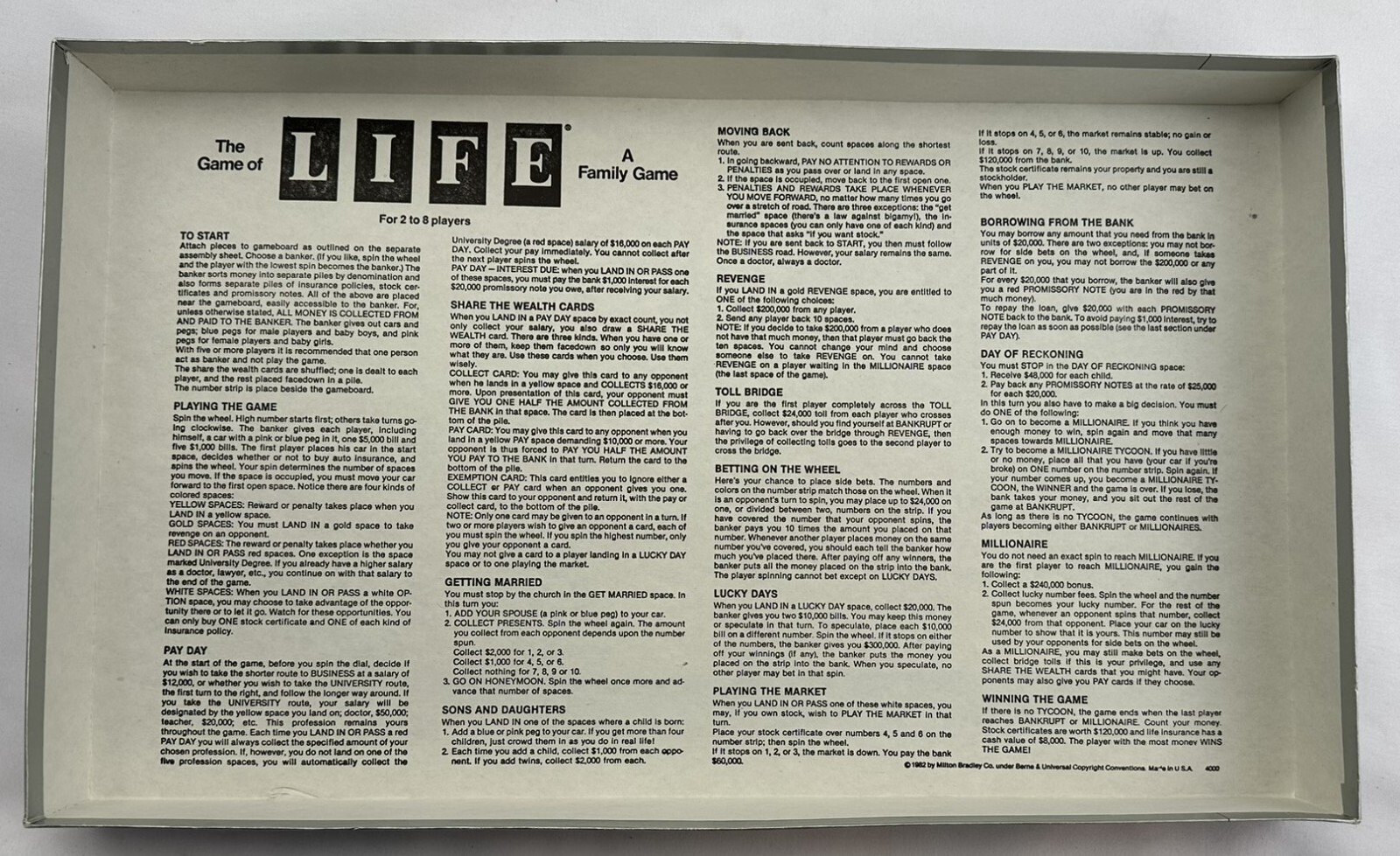 1982 Game of Life Silver Anniversary Edition New Old Stock Never Played 197/250
