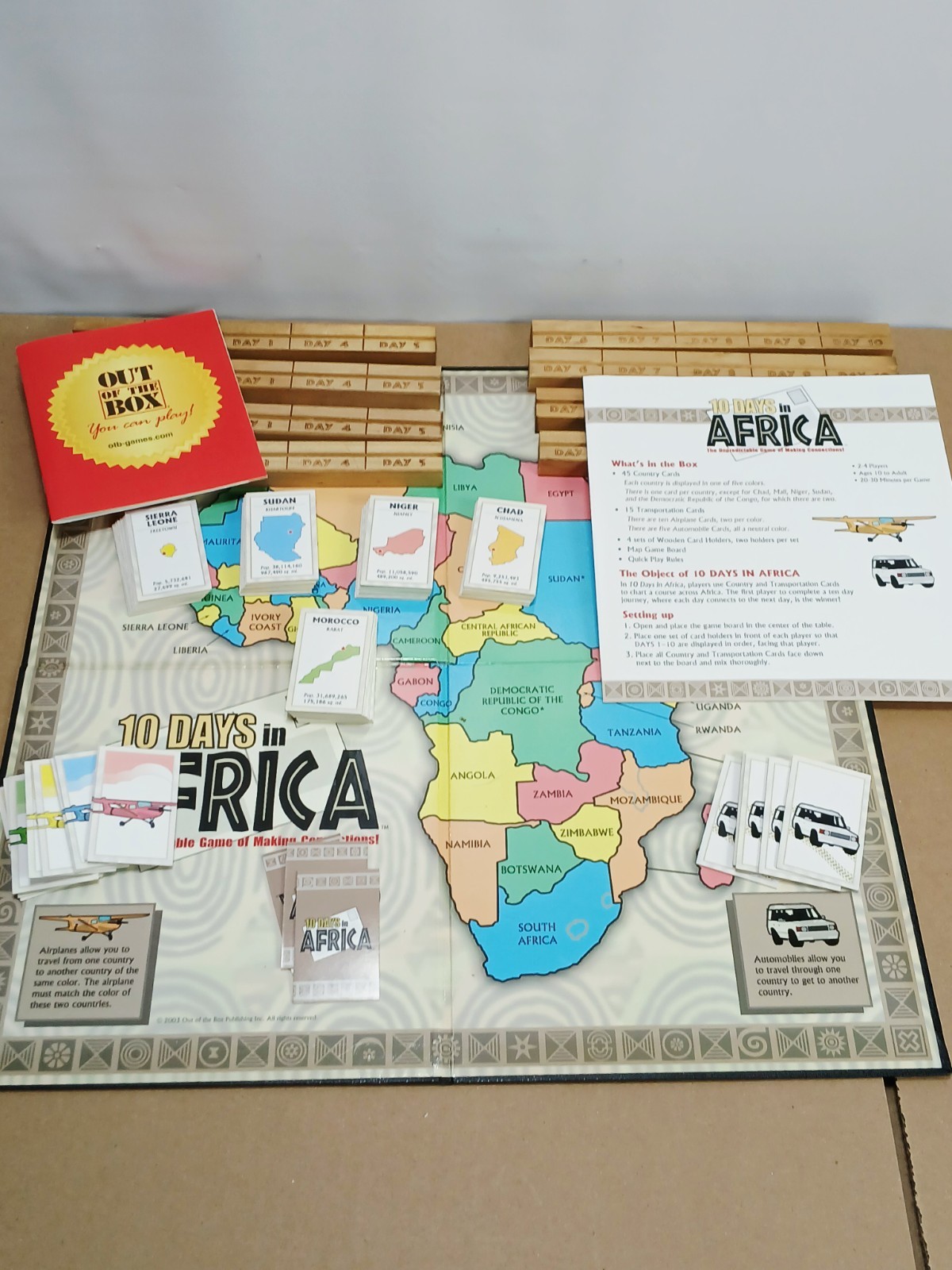 2003 10 DAYS IN AFRICA Board Game = Out of the Box Games = Complete