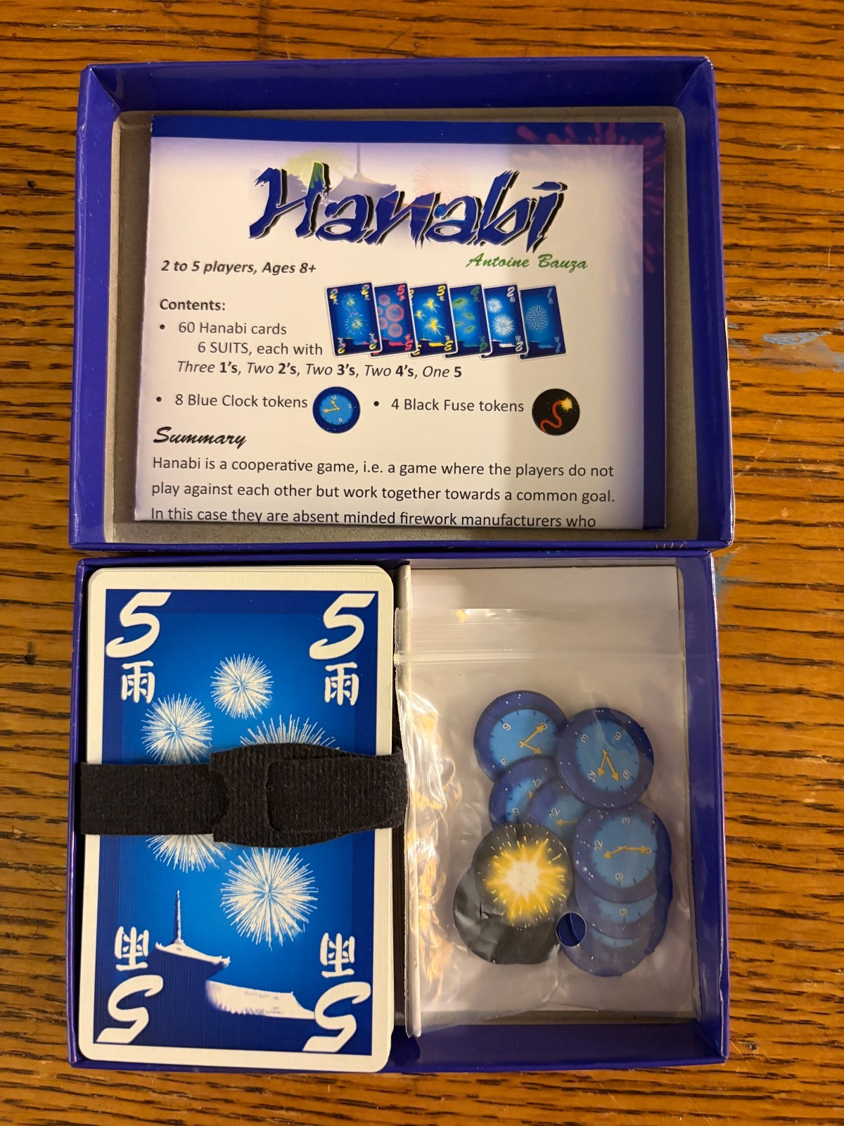 Hanabi Family Card Game 2-5 player Co-Operative Deduction Memory Fireworks Theme