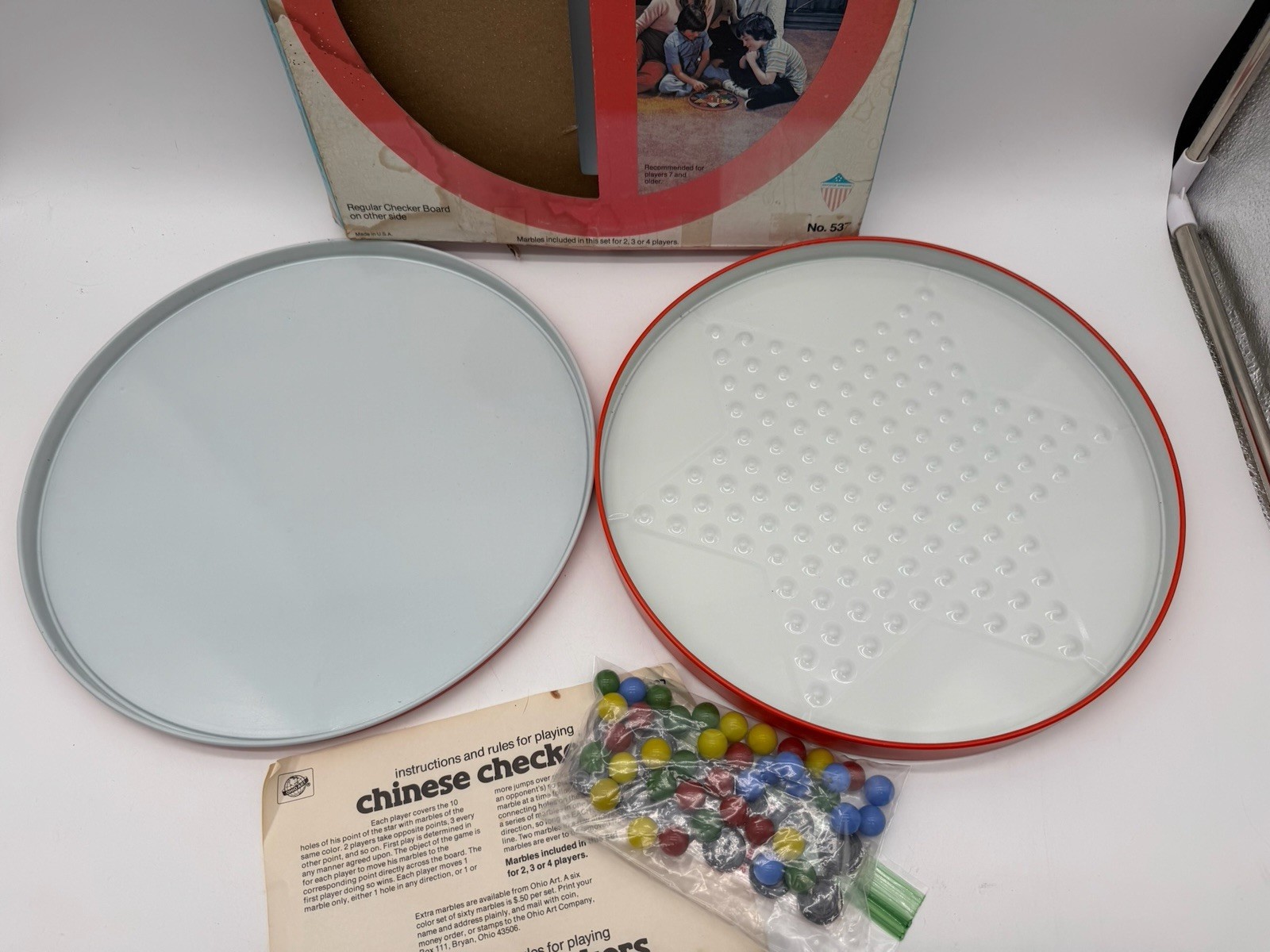 VINTAGE BOXED BOARD GAME CHINESE CHECKERS REGULAR CHECKERS OHIO ART 537 2 IN 1