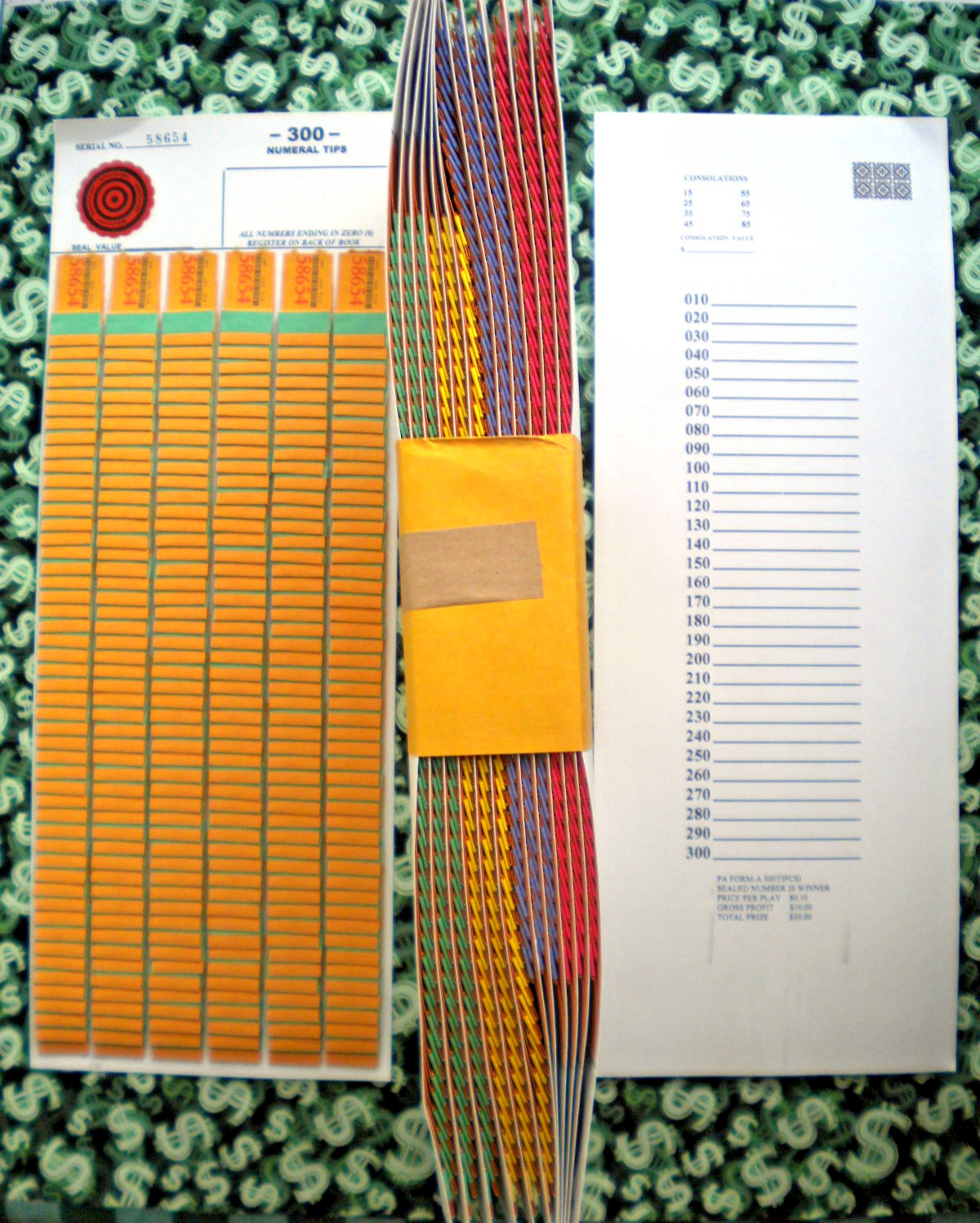 1 Each ~ 300 Singles REGULAR “NOT Sure” TIP BOARD {010-300} Pull Tab Jar Tickets