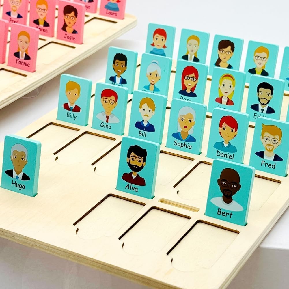 Guess Game Board Games Who Am I Wooden Board Game for Kids 3 4 5 6 7 8 Years Old
