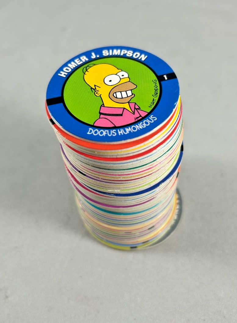 The Simpsons POGS 1994 SkyCaps Bongo Complete 50 Character Set NEAR MINT