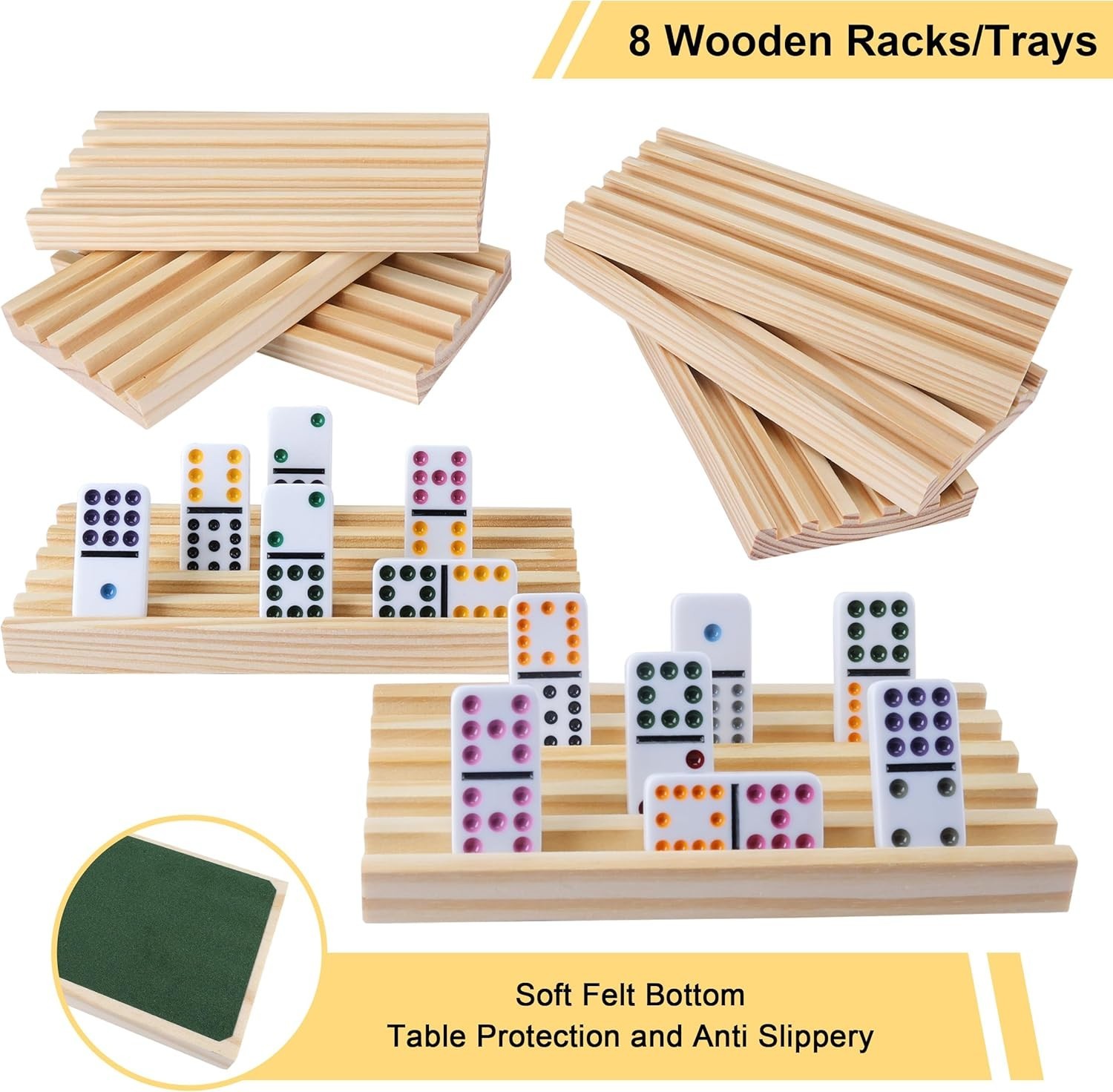 Double 12 Mexican Train Dominoes Set for Adults with 8PCS Wooden Holders, 9 T…
