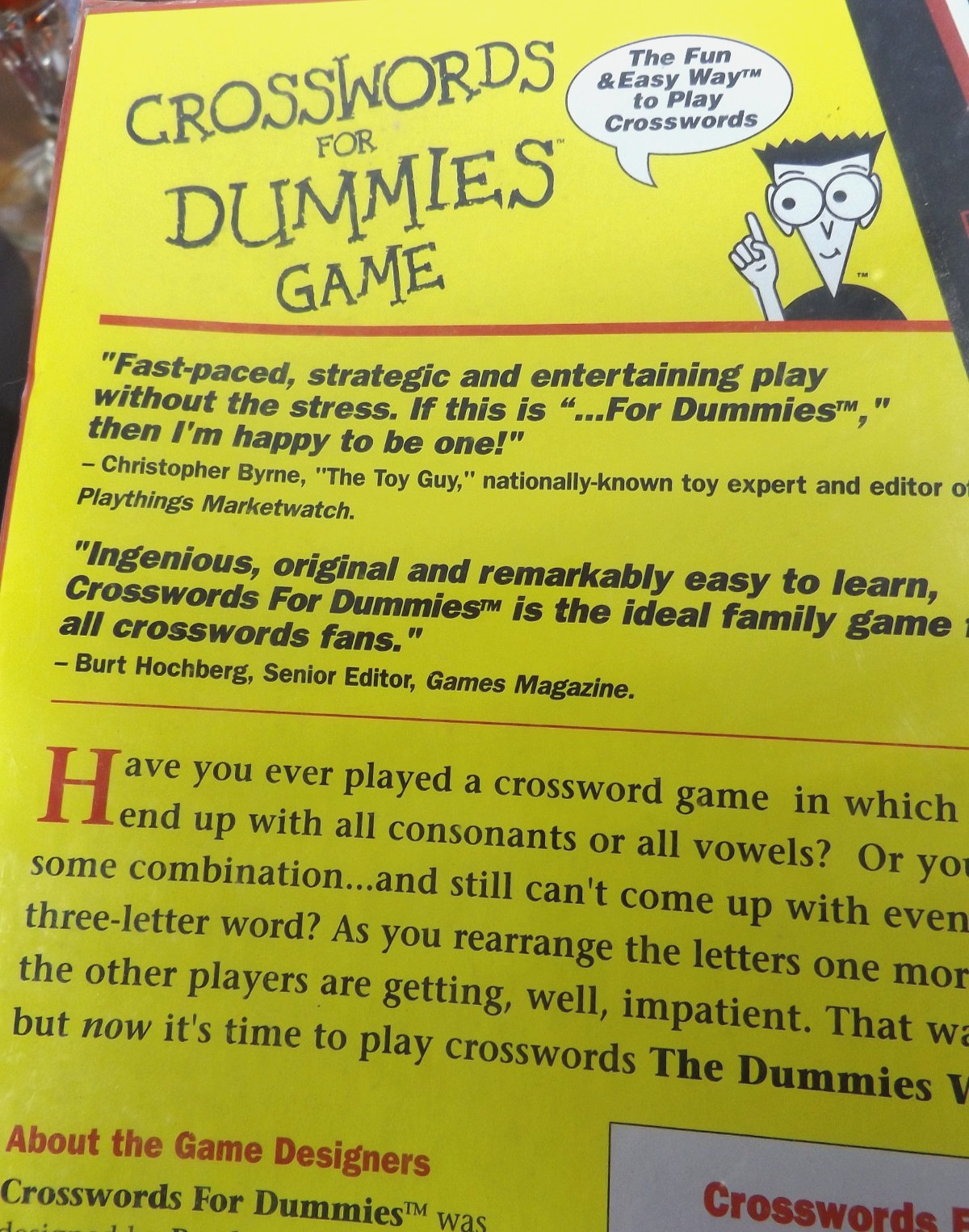 Vintage 1998 CROSSWORDS for Dummies Game 2/4 Pls Age 12+NEW Sealed-FREE SHIPPING