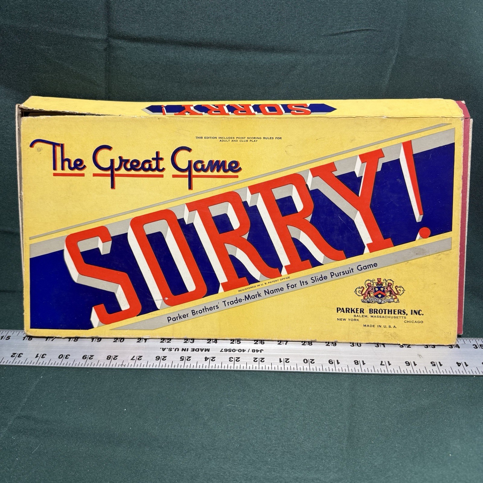 Vintage 1950 SORRY! Game Wood Pieces Cards Parker Brothers Original Board