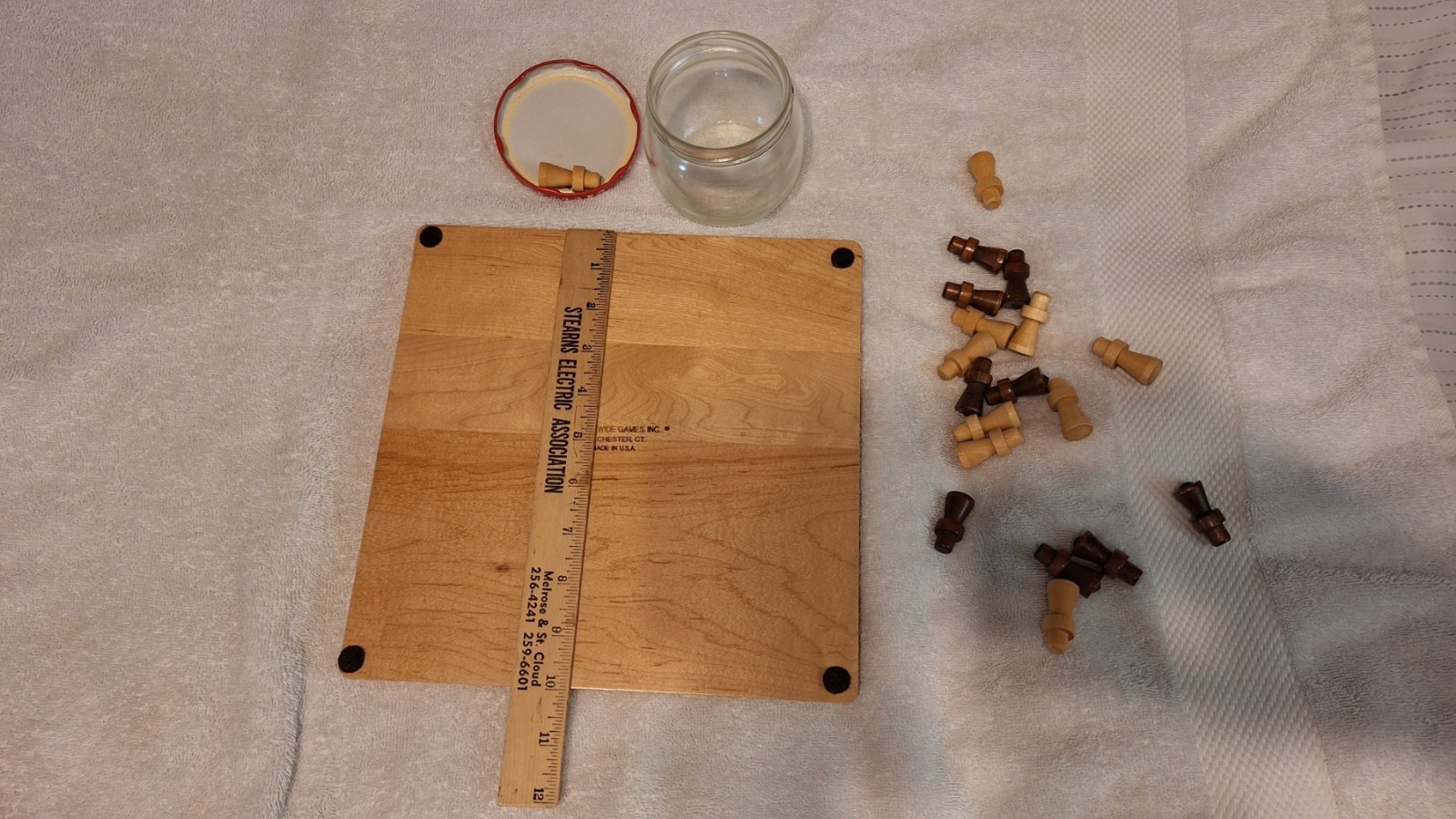 Vintage Solid Maple Nine Men’s Morris Board Game – Complete Set- Extra Peg