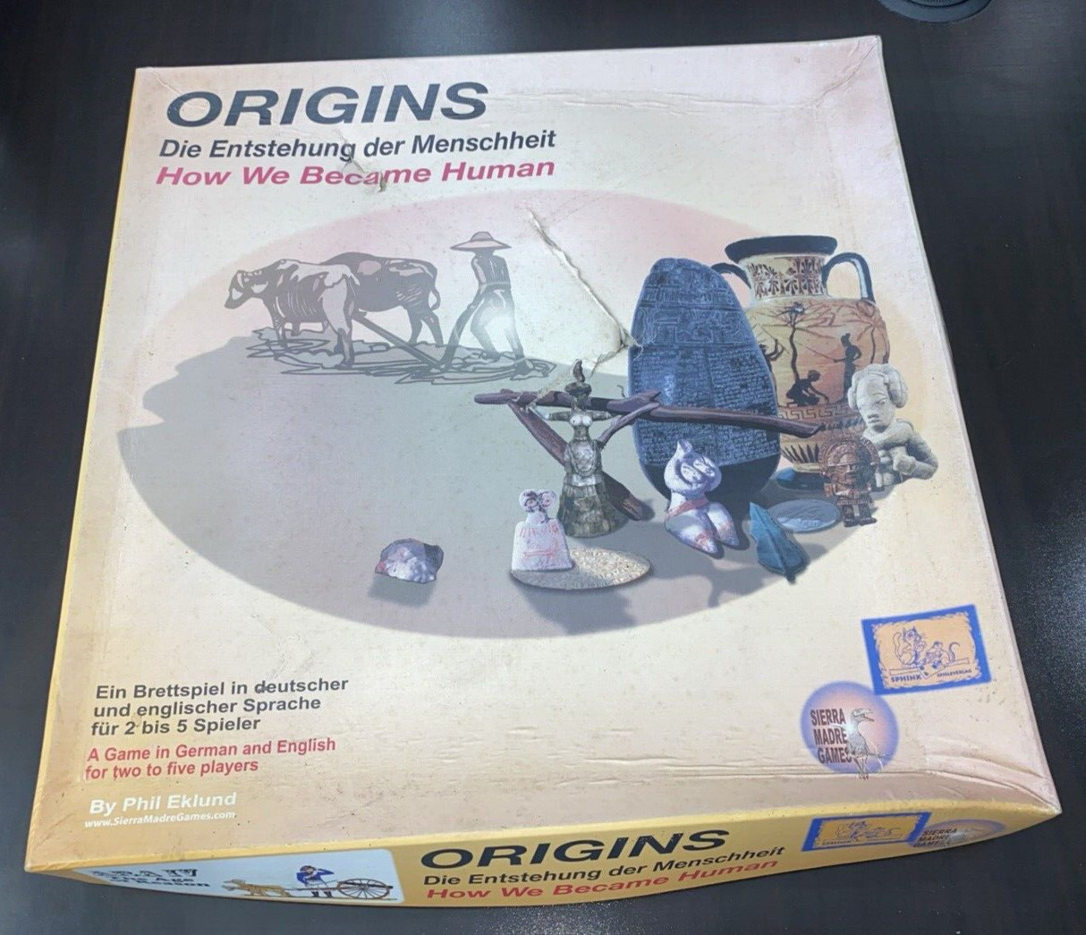 Sierra Madre Board Game Origins – How We Became Human (1st Ed) Box Rough