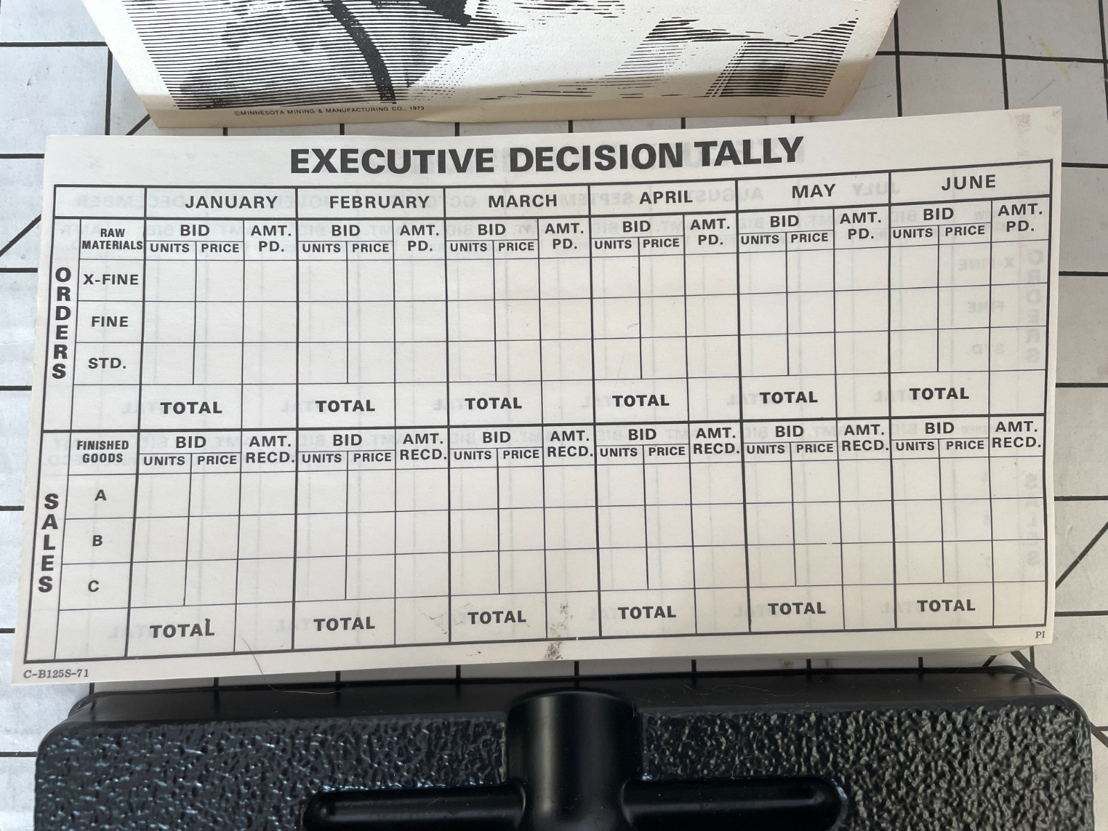 Vtg 1973 Executive Decision Bookshelf Game Directions Cards Money Replacements