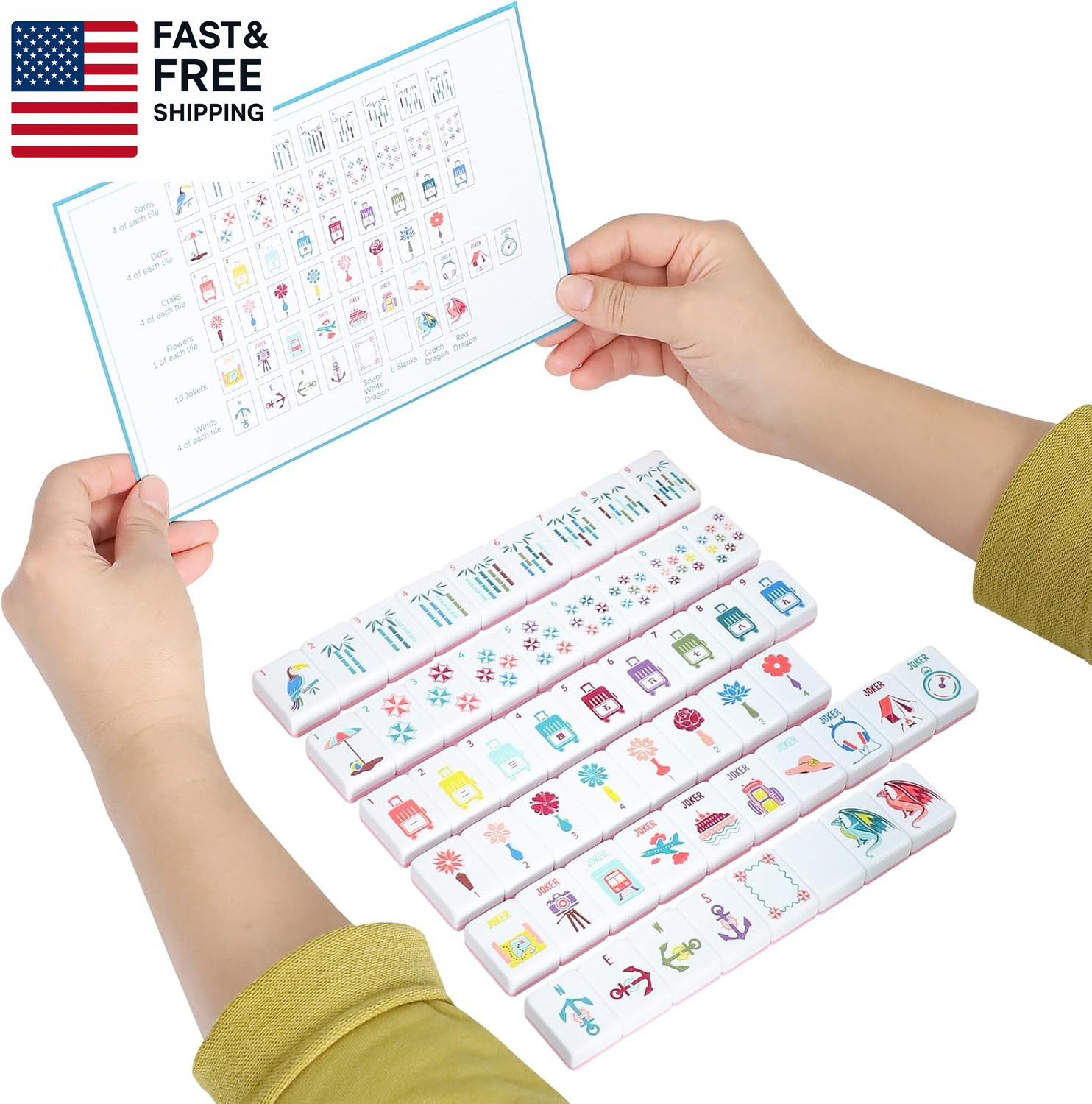 160 Pink Engraved American Mahjong Game Set with Carrying Bag and Accessor