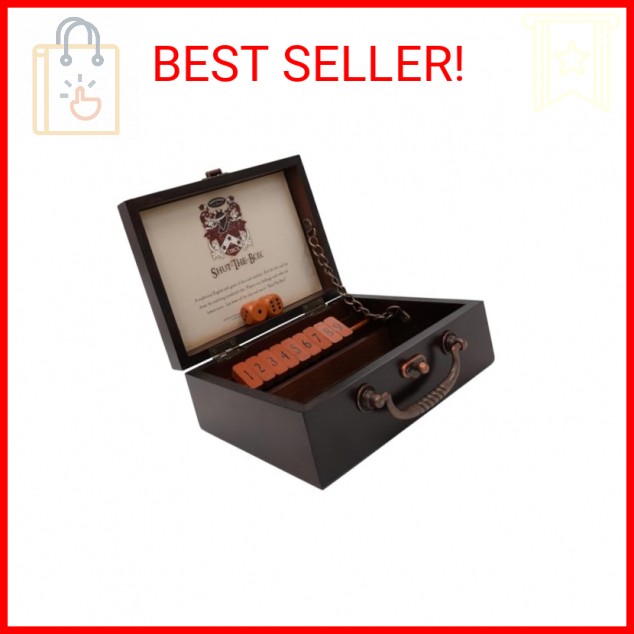 Front Porch Classics, Circa Shut the Box, Wooden 9 Number Dice Game with Case fo