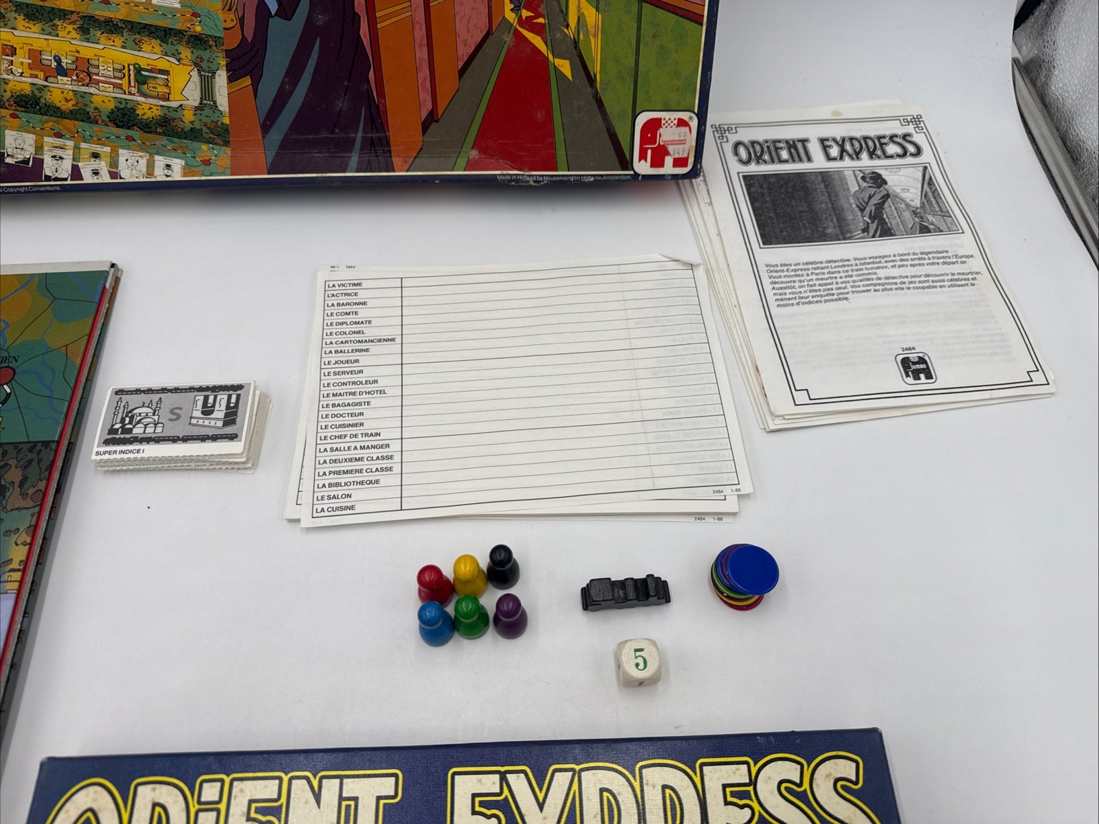 Vintage Orient Express Board Game Jumbo W 5 Mysteries Supplement Add On Dutch