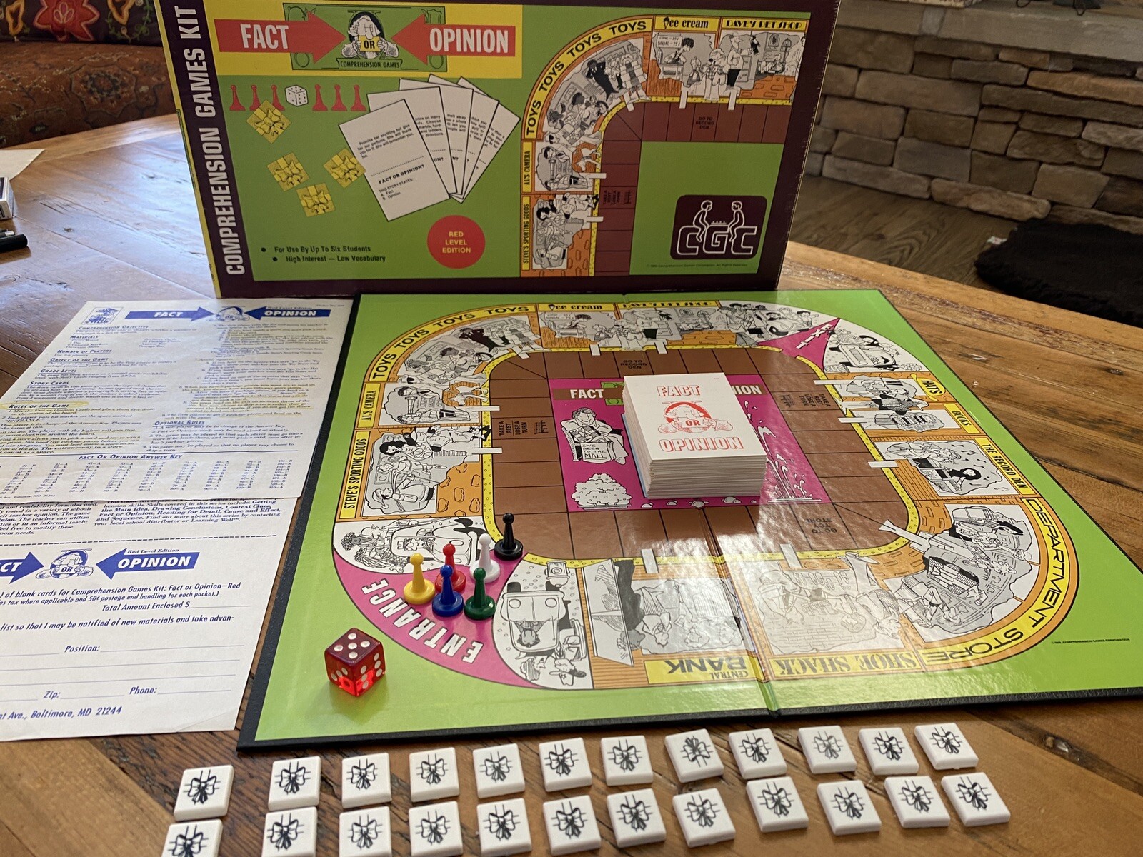 Fact Or Opinion Comprehension Board Game Kit Red Level Edition CGC Learning Well