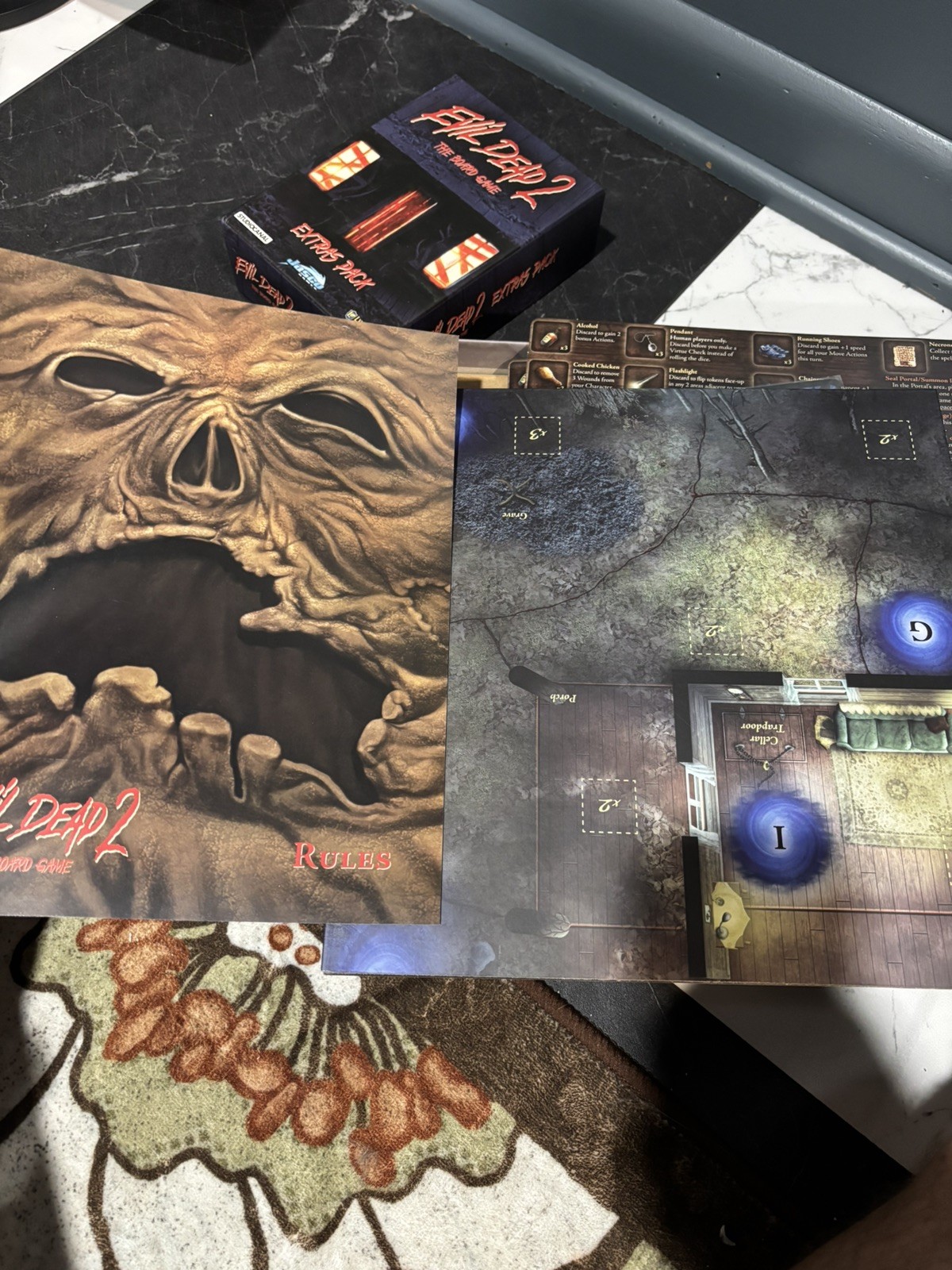 Evil Dead 2 The Board Game + Extras Pack + Combat Ash Promo Card Jasco Complete