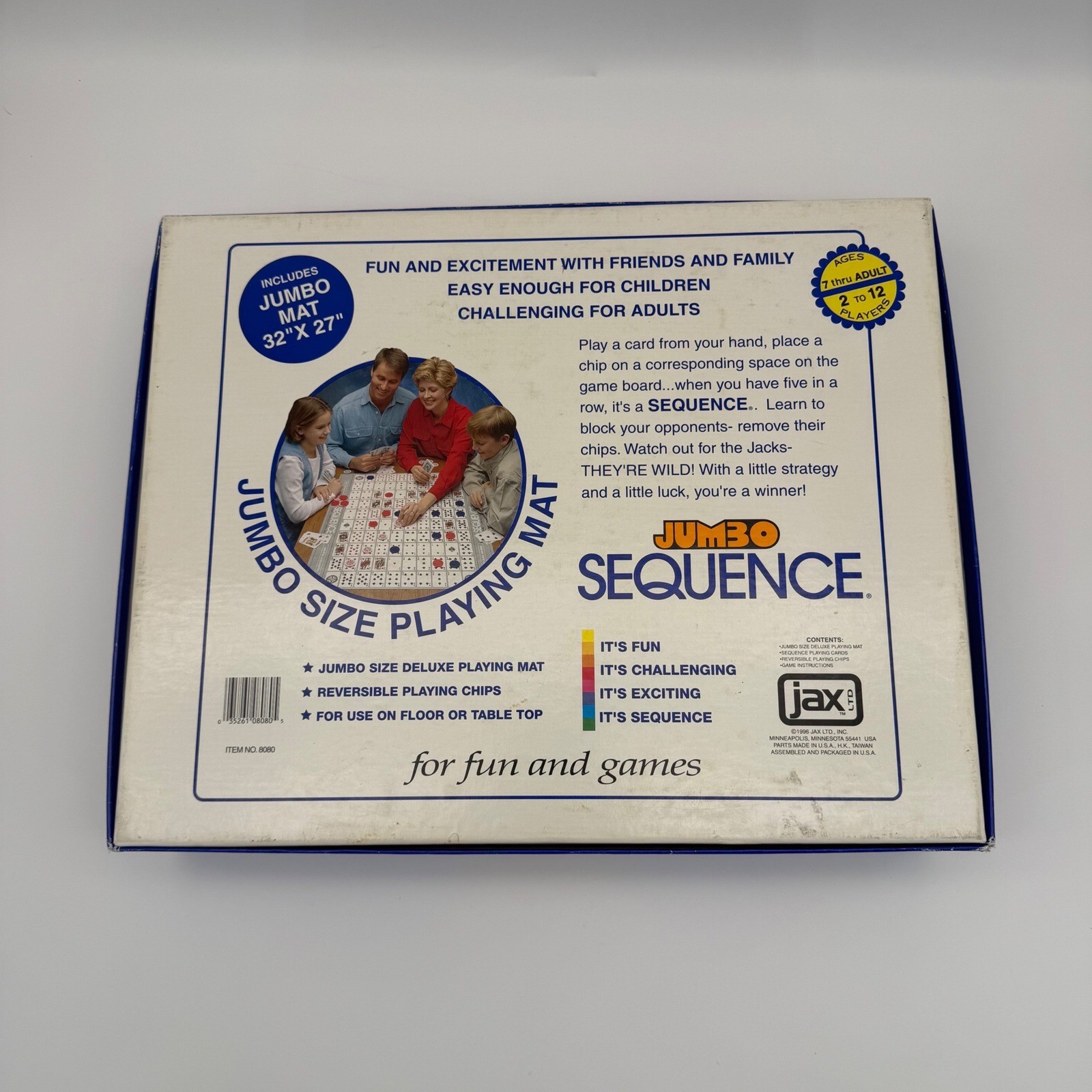 Vintage 1996 Jumbo Sequence Game 32″x27″ 100% Complete Jax Large Playing Mat