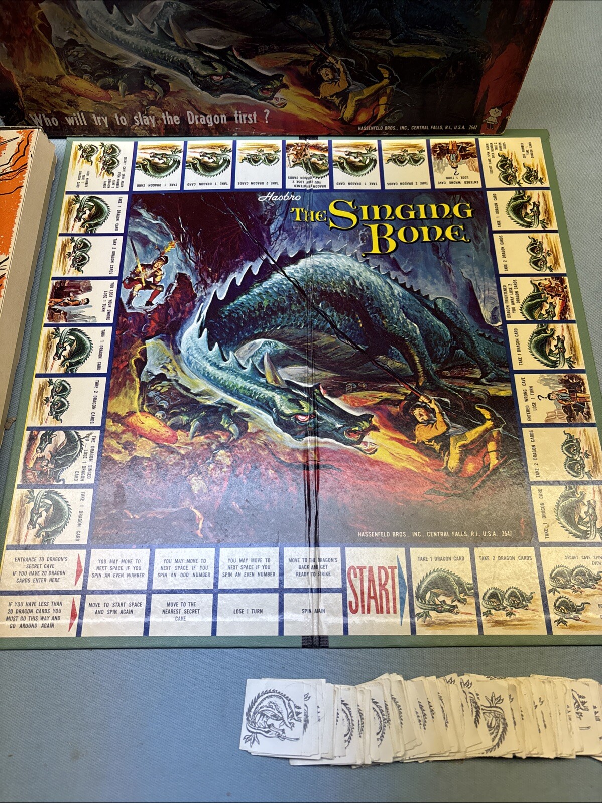 1962 THE SINGING BONE DRAGON BOARD GAME HASBRO HASSENFELD BROS FANTASY Complete