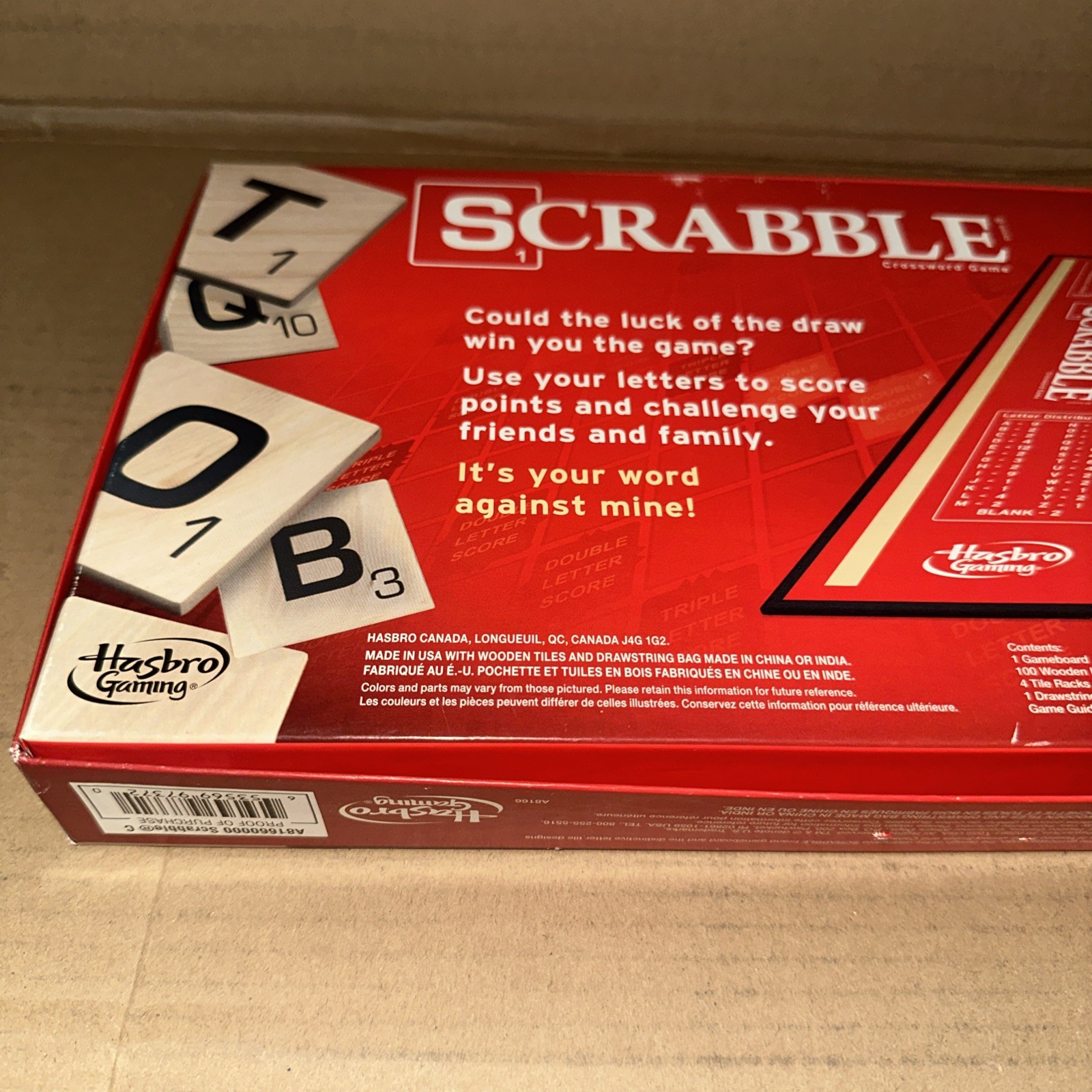 Hasbro Gaming Scrabble Crossword board game A8166 intact AND complete 100 TILES