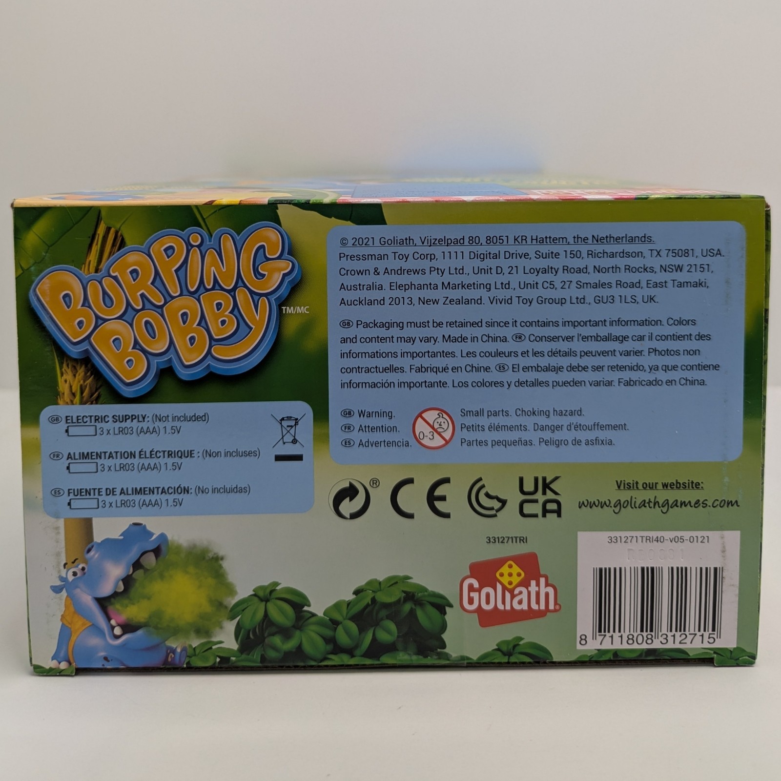 Goliath Burping Bobby Hippo Game 2–4 Players Kids Ages 4+ Family Action Game