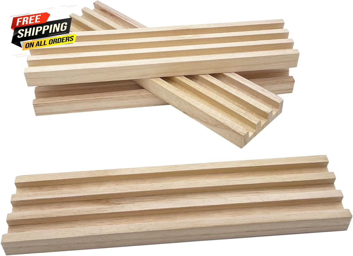 Wooden Domino Racks Set of 4 Natural Domino Trays Holders Organizer for Mexican
