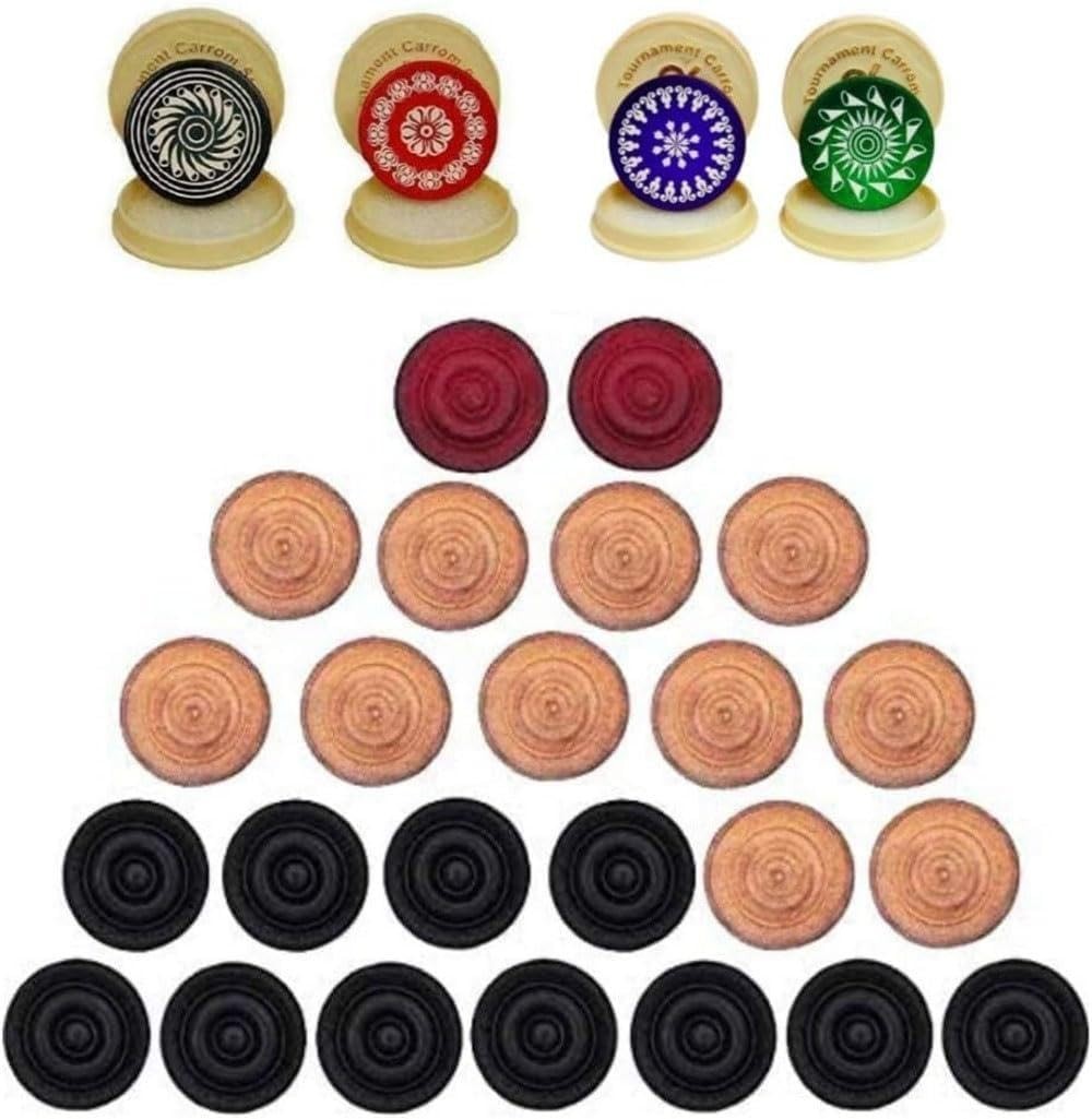 Professional Carrom Board Set with 24 Wooden Coins & 4 Strikers – Case Included