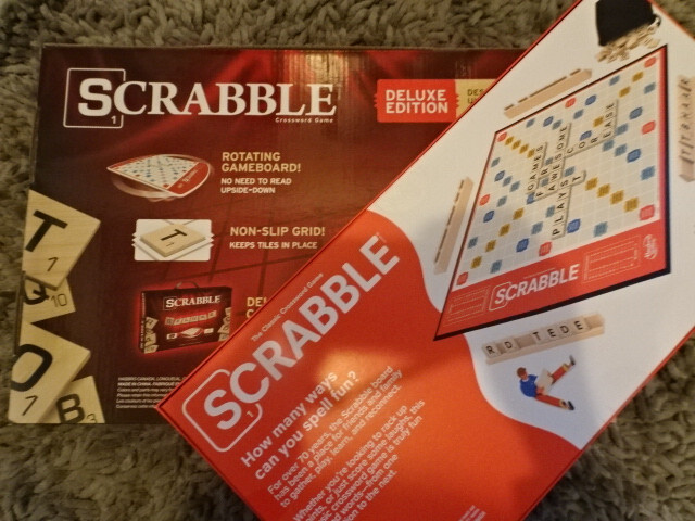 SCRABBLE DELUXE EDITION BOARD GAME, TRADITIONAL EDITION AND DICTIONARY BRANDED