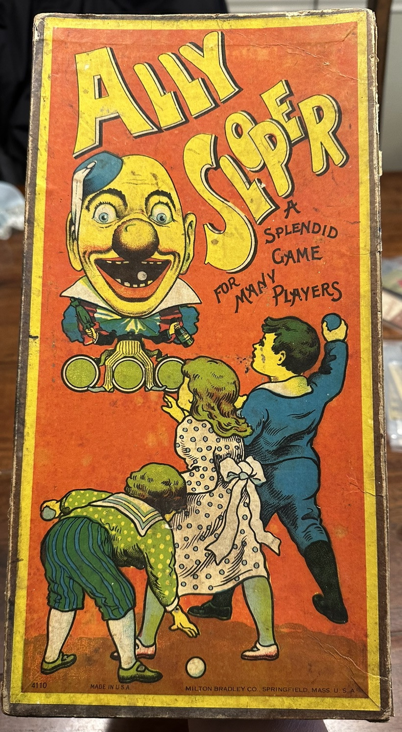 ANTIQUE 1907 ALLY SLOPER CLOWN WOODEN BALL TOSS CHILDS GAME MILTON BRADLEY