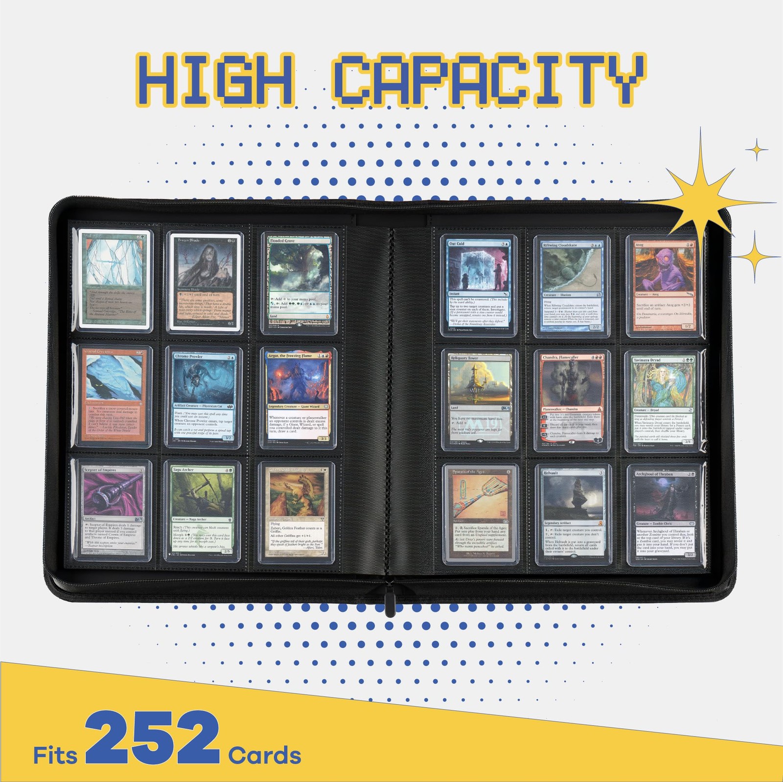 9-Pocket Toploader Binder, Clovecat Premium Card Book， Holds 252cards, Grey