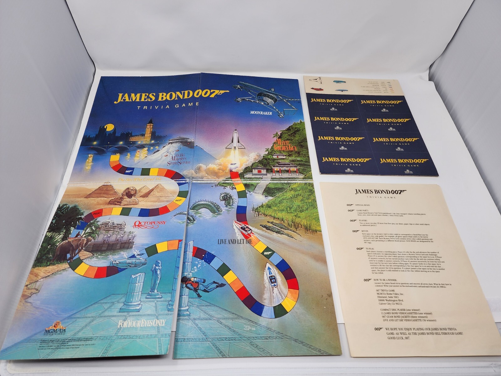 1988 JAMES BOND 007 Spy Movie MGM/UA HOME VIDEO Promo Trivia Board Game No Dice