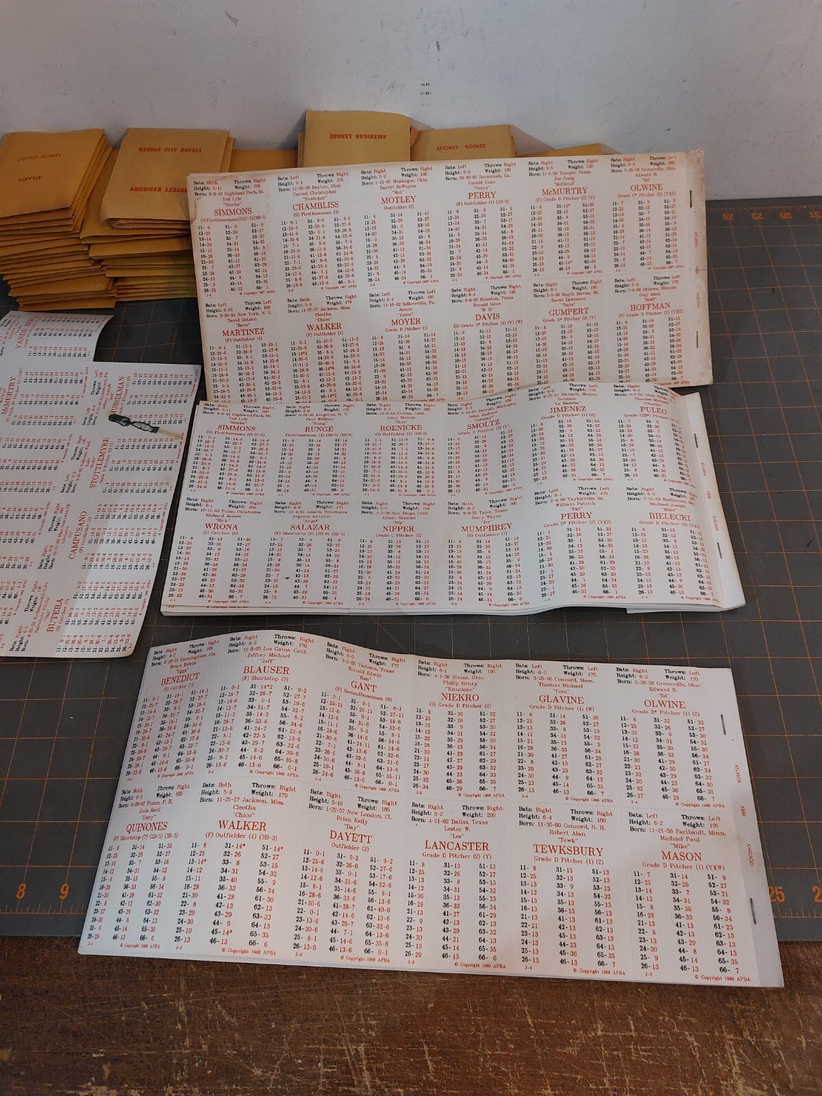 APBA Baseball Cards 1987 1988 1989 Player Cards Bulk Lot