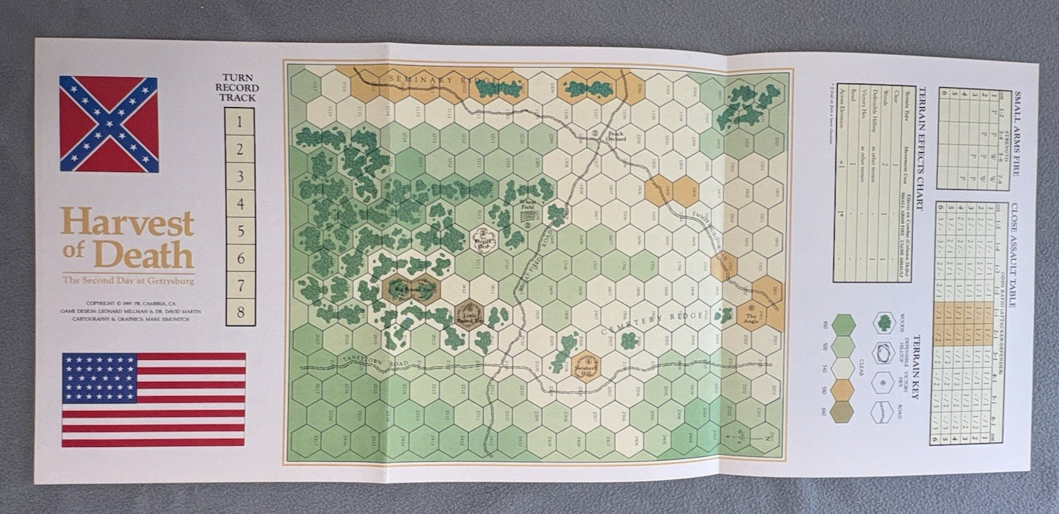 Harvest of Death game UNPUNCHED Strategy Tactics 129; complete; ACW Gettysburg