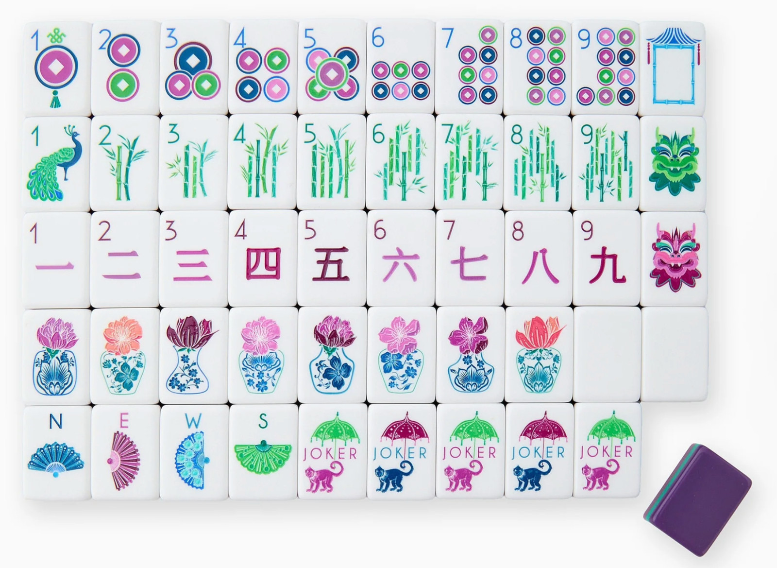 American Mahjong Game Set, 160 Dark Purple Layered Mah Jong Tiles