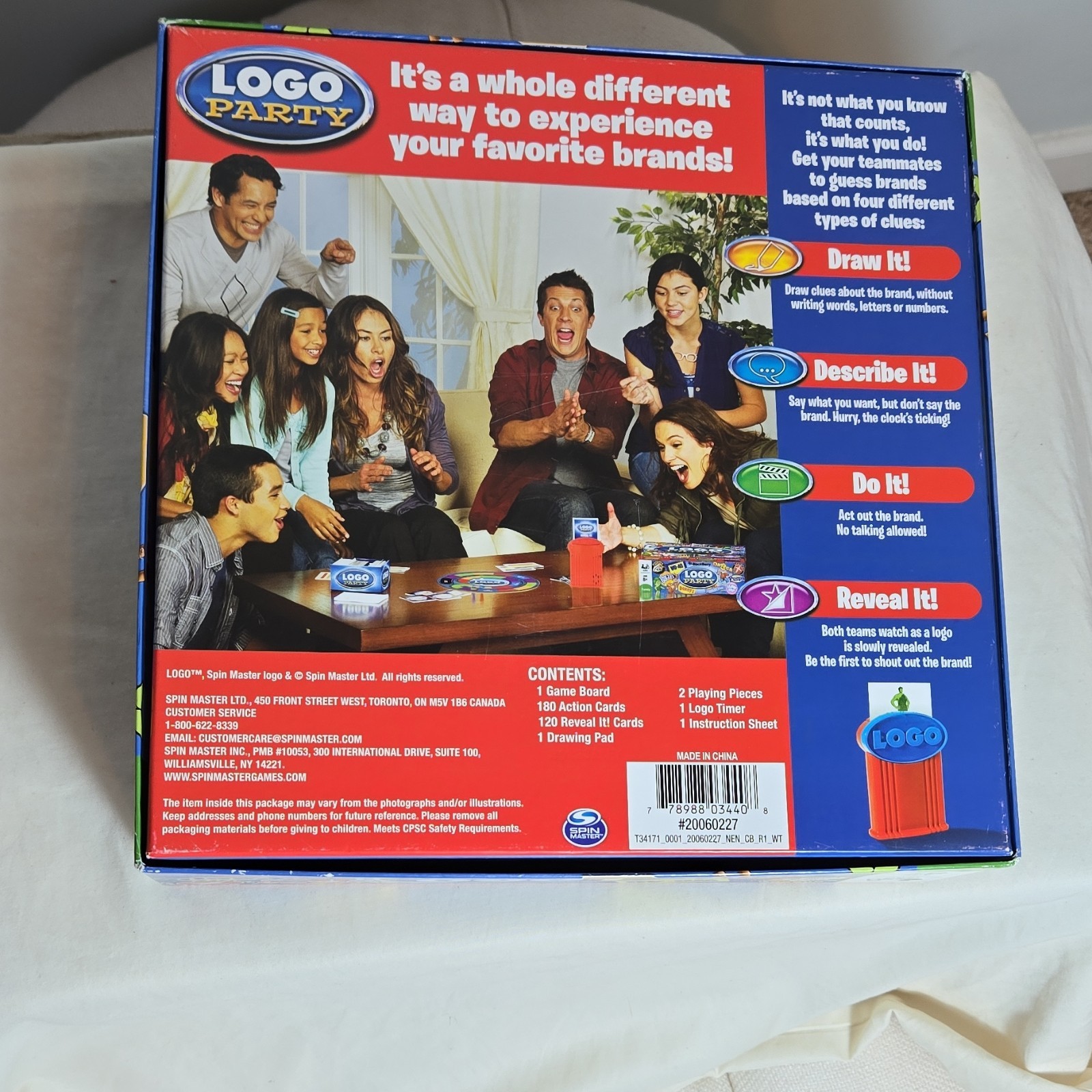 Spin Master Logo Party Board Game Brands Theme Reveal Draw Ages 8+ Complete