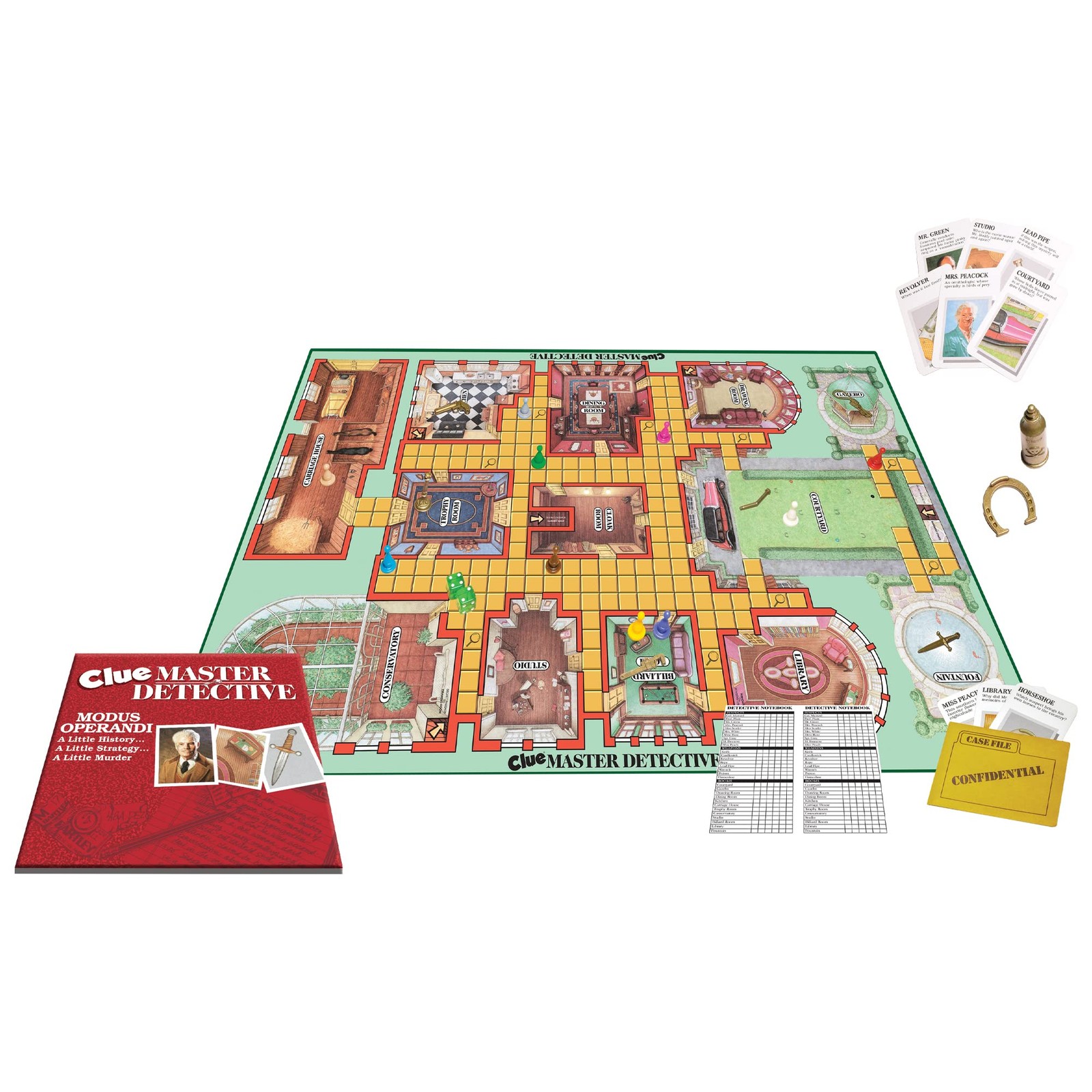Clue Master Detective with Oversized Brass Tone Metal Weapons by Winning Moves G