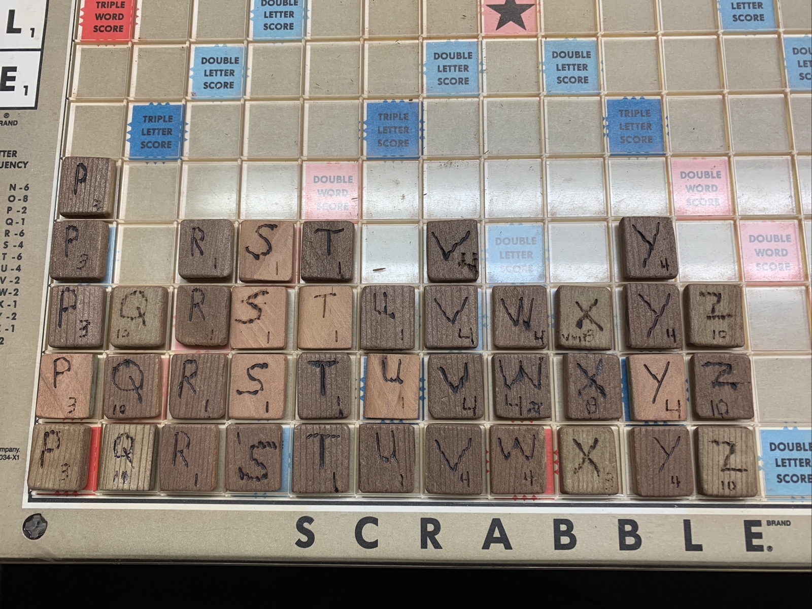 Scrabble Deluxe Edition Crossword Board Game Rotating Table- Incomplete Handmade