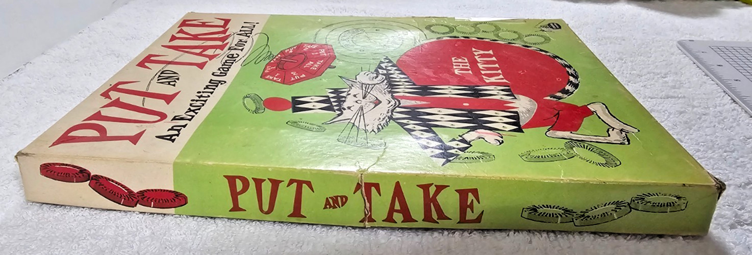 1956 Schaper “Put and Take – The Kitty” Board Game Complete Spinner & Chips VTG