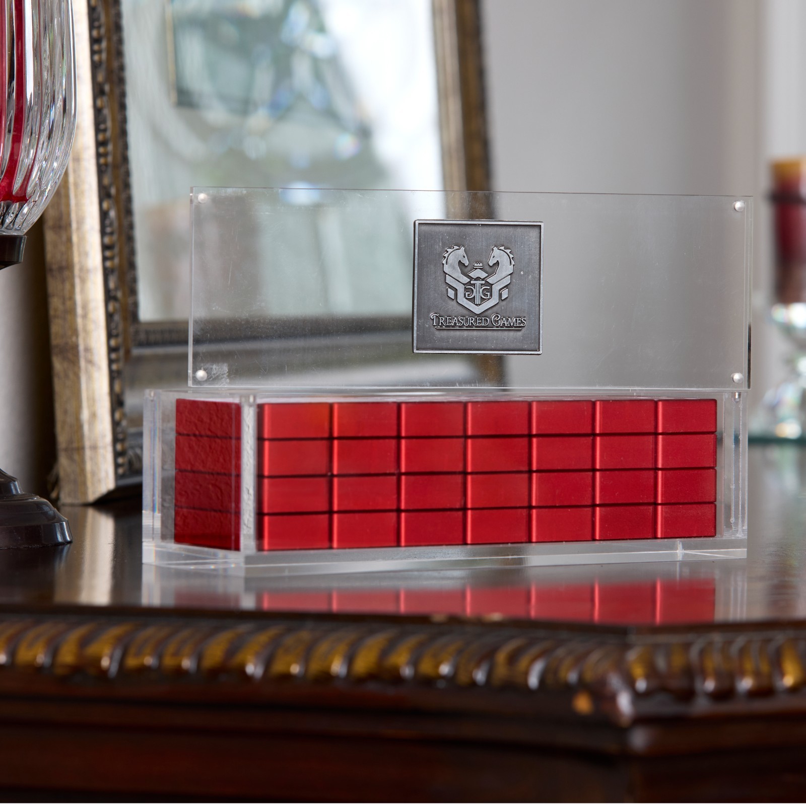 Premium Aluminum Double Six Dominoes Set – Red
