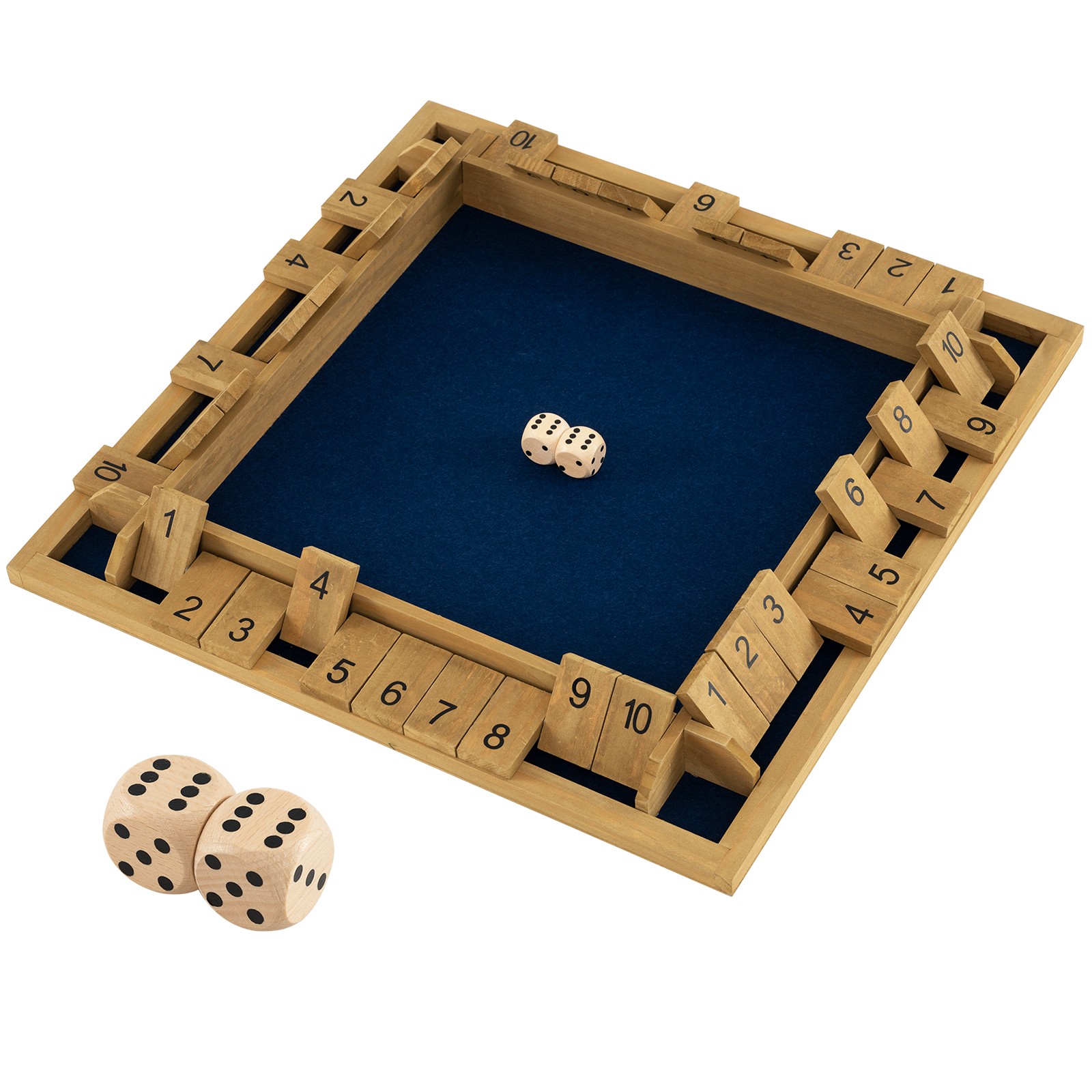 Shut The Box Game for 2-4 Players, 24 Inch Extra-Large Wooden Board w/10 Numbers