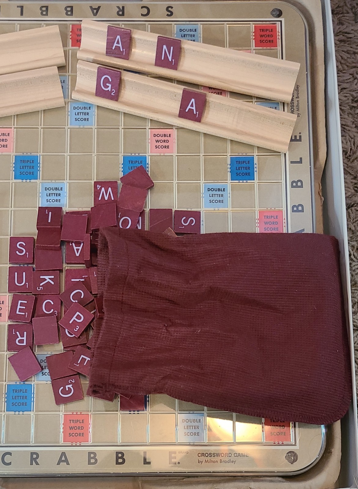 Vintage 1989 Milton Bradley Scrabble Deluxe Edition 4034 Rotating Gameboard