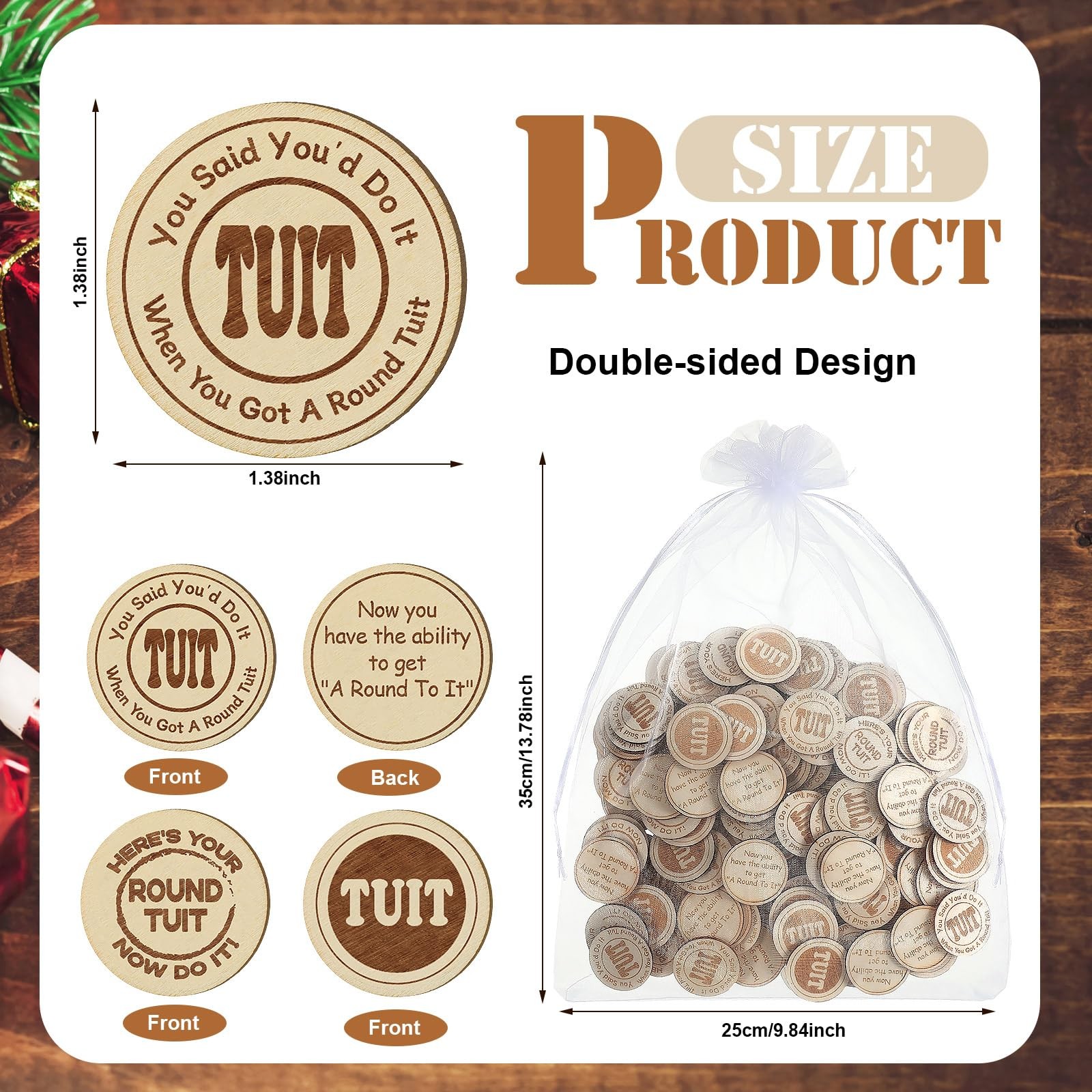 120 Pcs Round Tuit Tokens Bulk 1.38 Inches in Diameter and 0.12 Thick