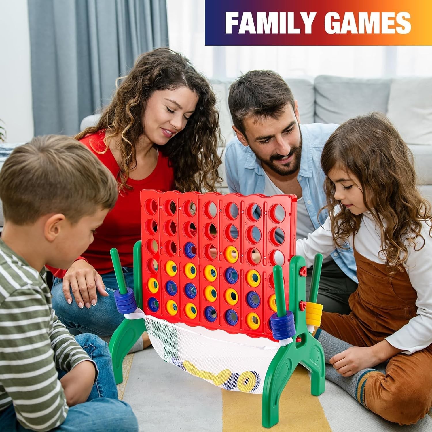 1.9 Feet Giant 4-In-A-Row Game Set for Kids & Adults Outdoor Indoor Yard Fami…