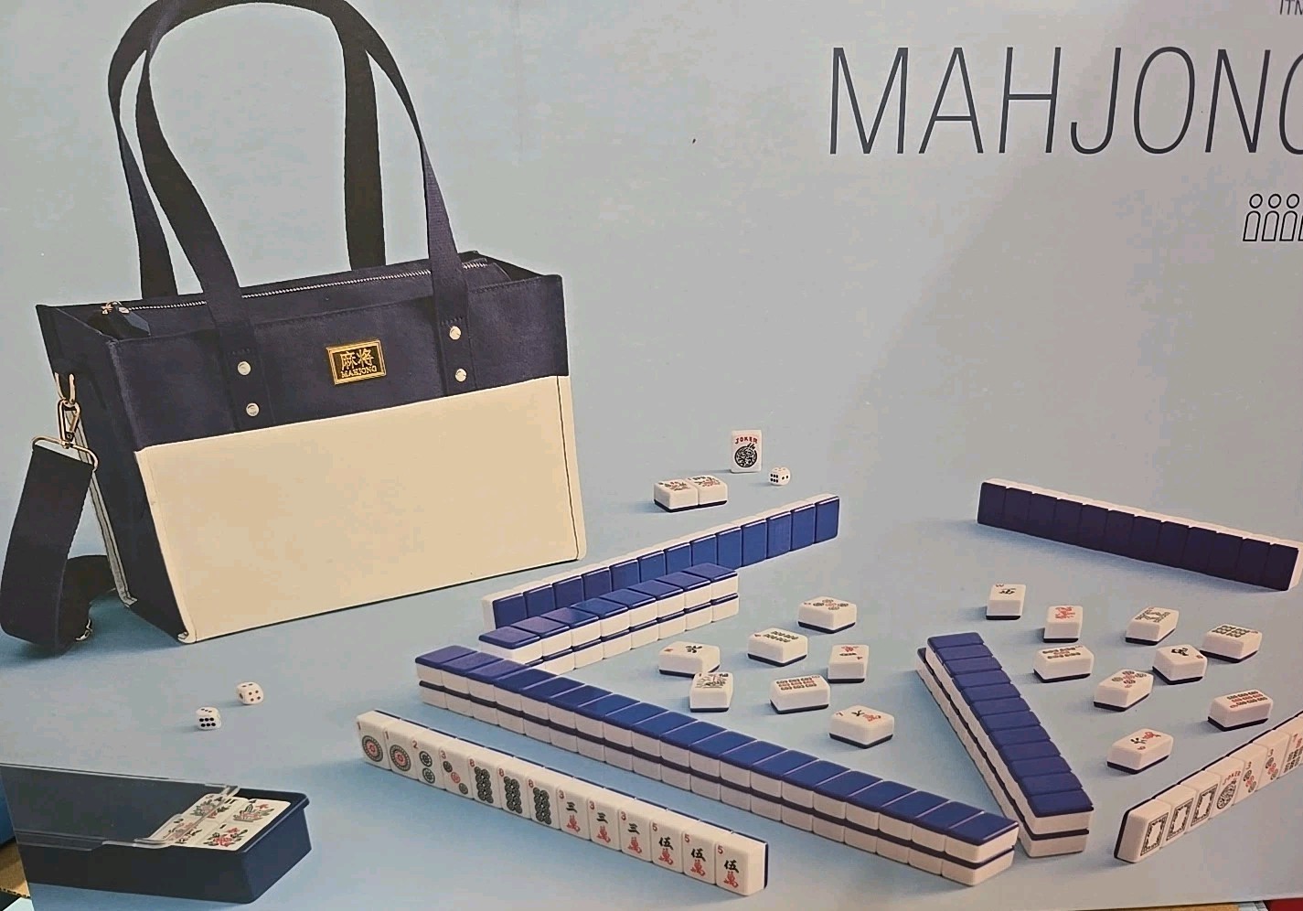 Mahjong Tile Set with Storage Tote 166pc Oversized Tiles 8+ Years – New