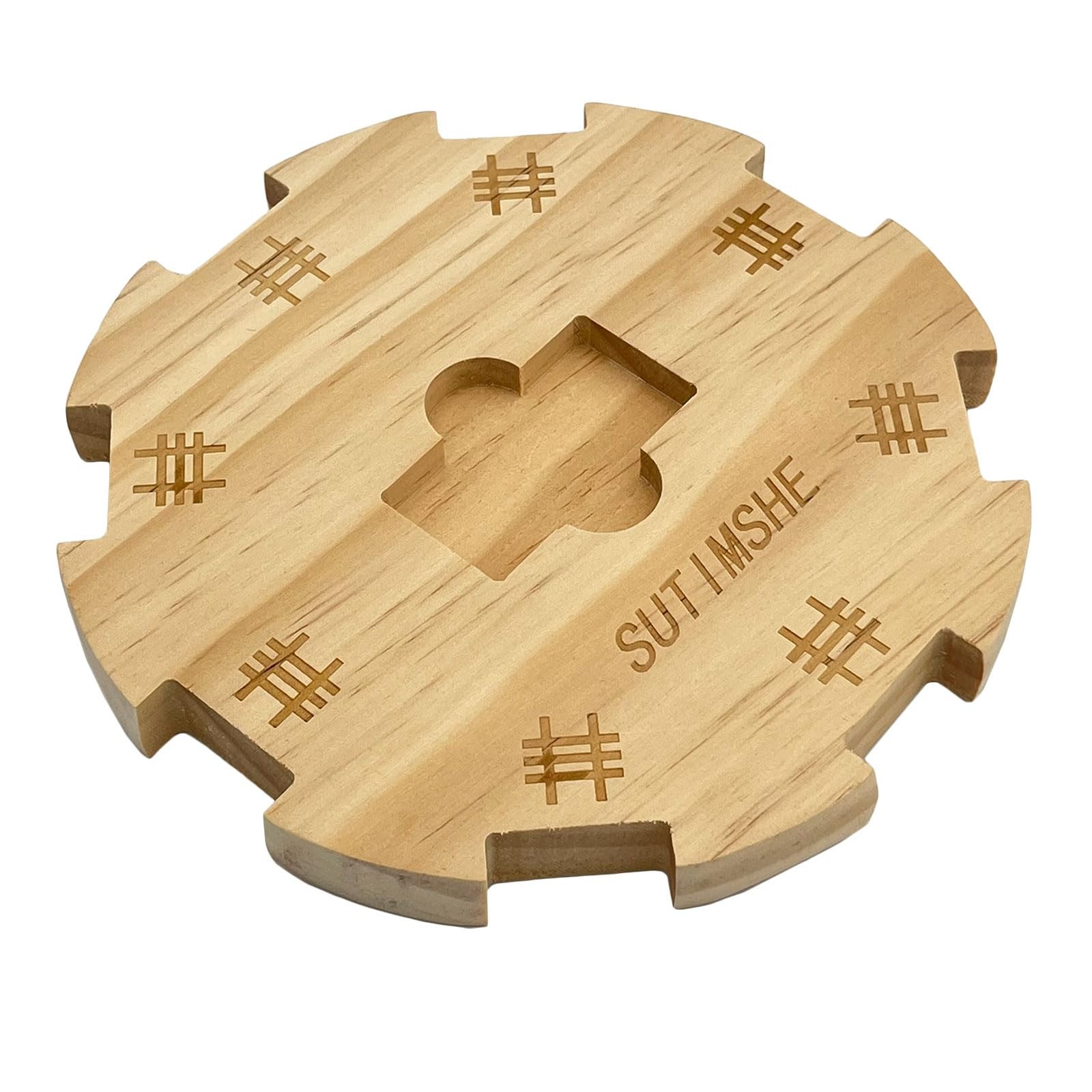 SUTIMSHE Wooden Hub Centerpiece for Mexican Train Dominoes Game with Felted Bott