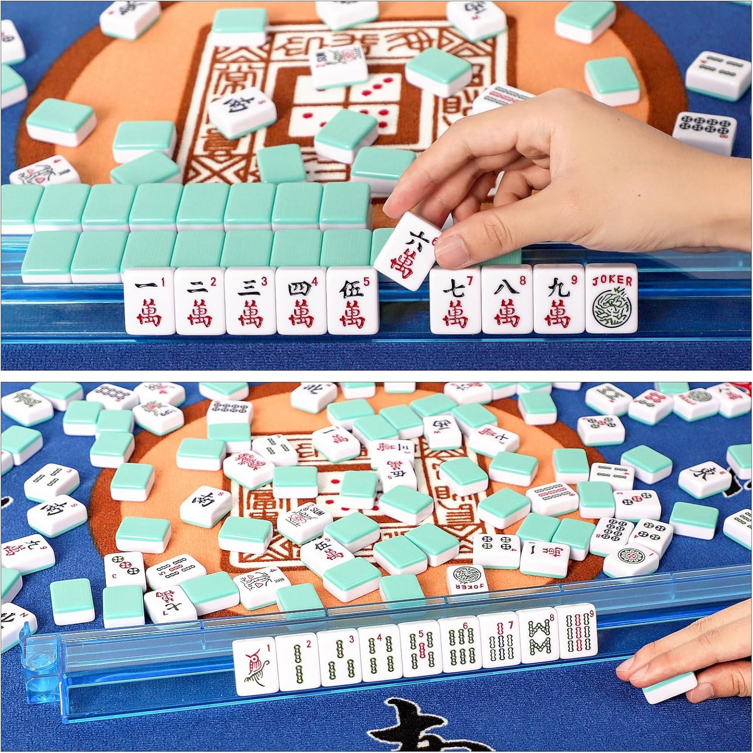 Set of American Mahjong Tiles, 166 American Mahjongg Tiles with Light Green Colo