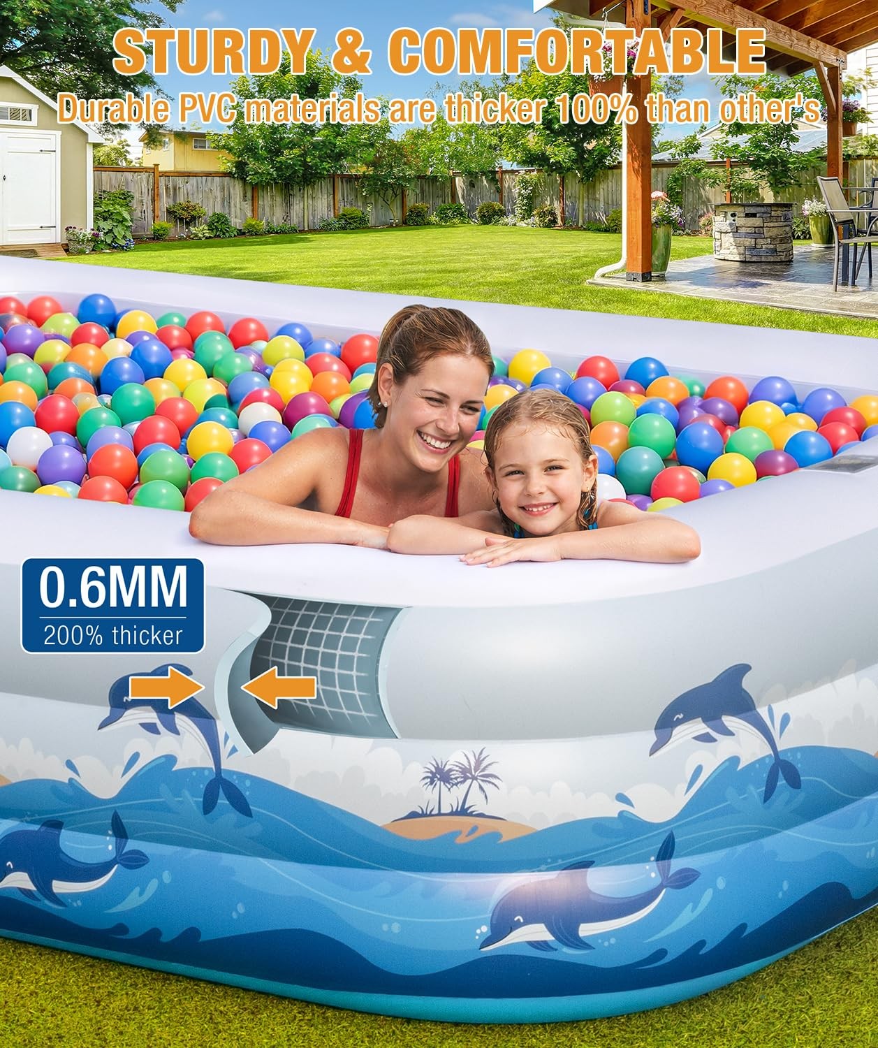 Inflatable Pool 145 x 74 22 Solar Powered Lights Adults Backyard Extra Large