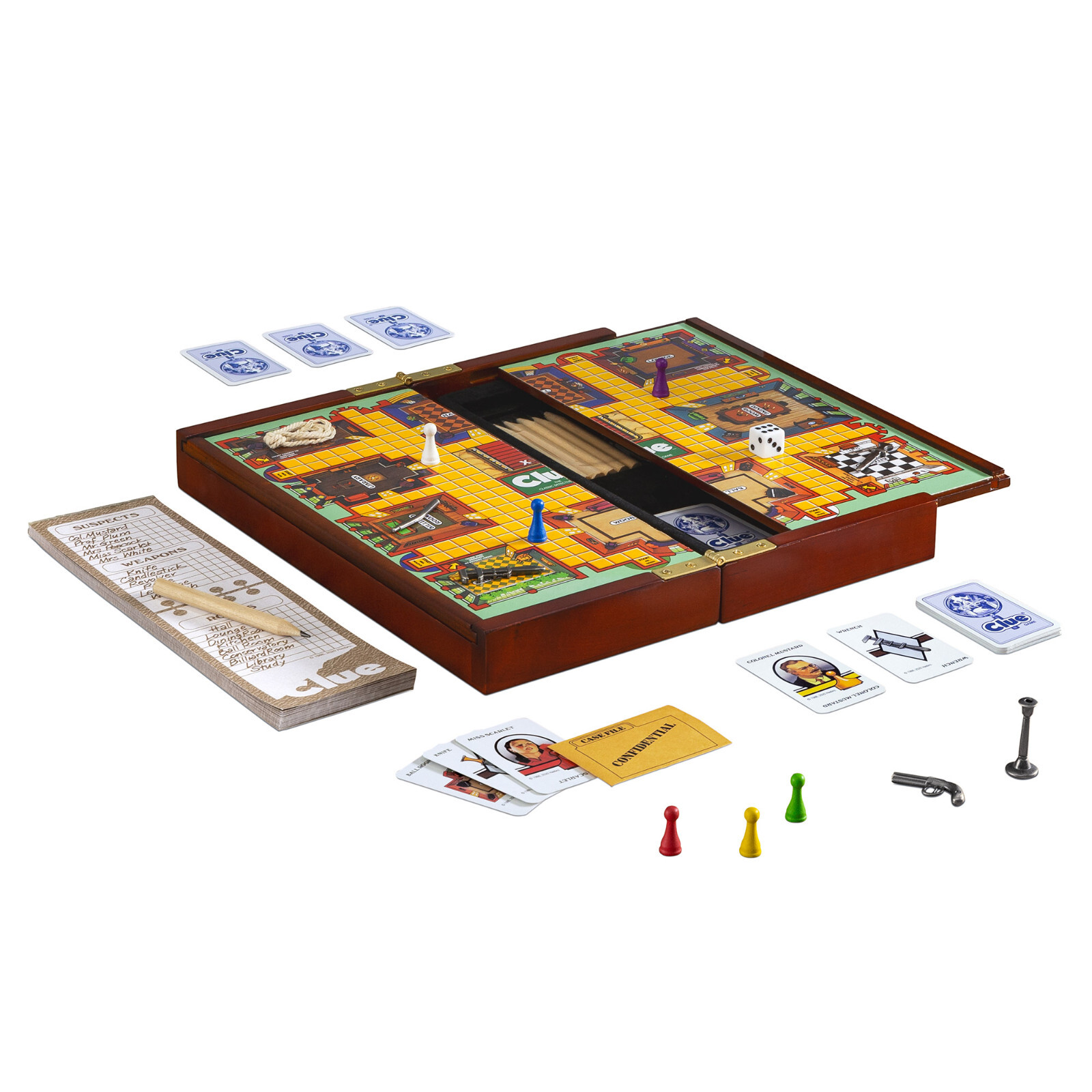 Clue Deluxe Travel Edition Wooden Folding Board Game Road Trip Free Shipping