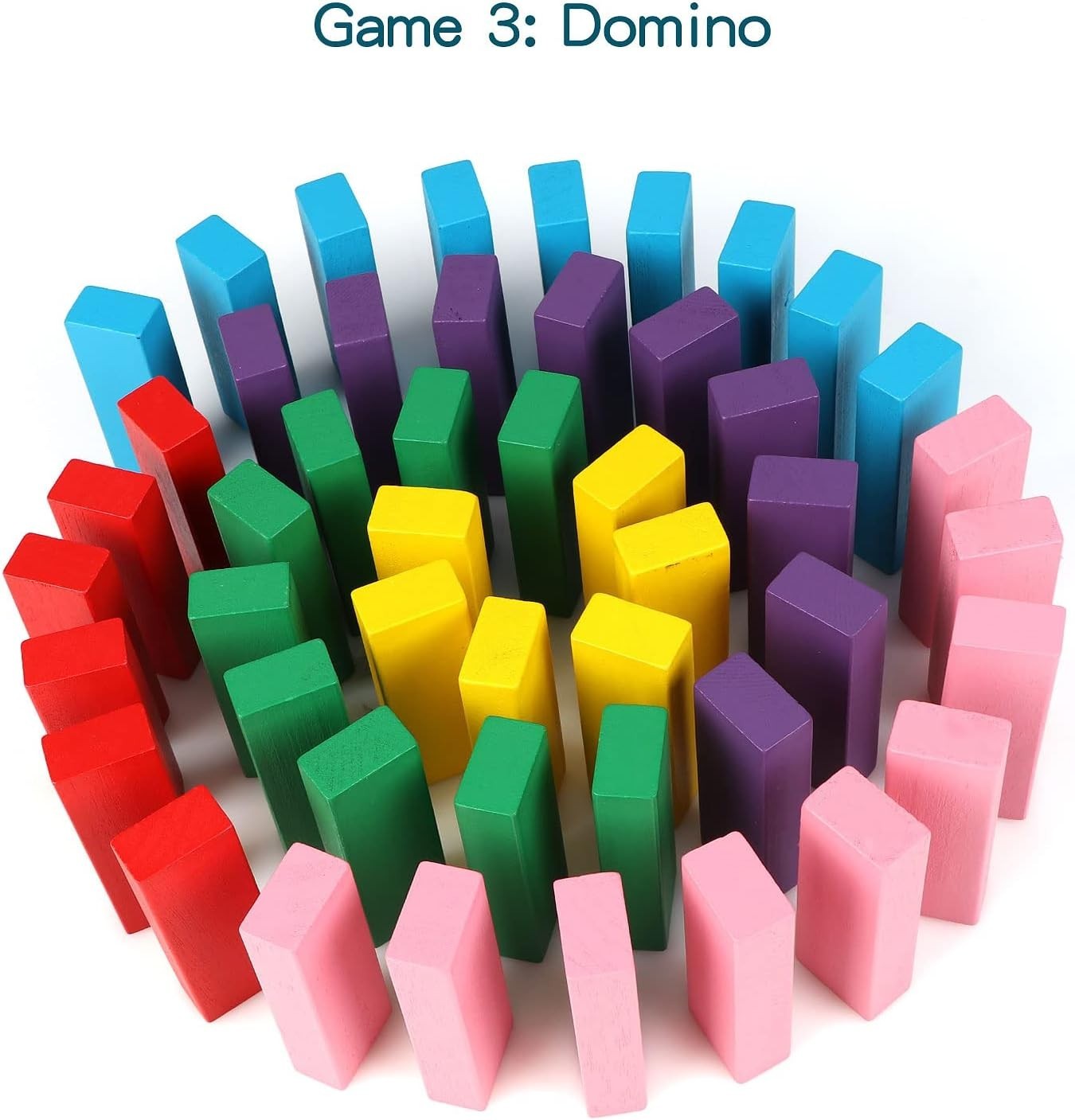 48PCS Colorful Wooden Stacking Blocks Game – Educational Fun for Kids & Families